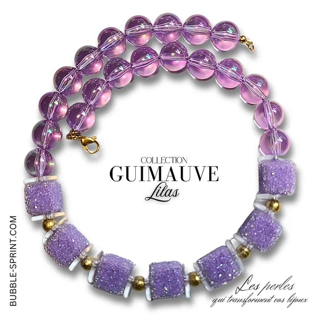 ARTSHOP Guimauve kit collier lilas cubes 50 cm