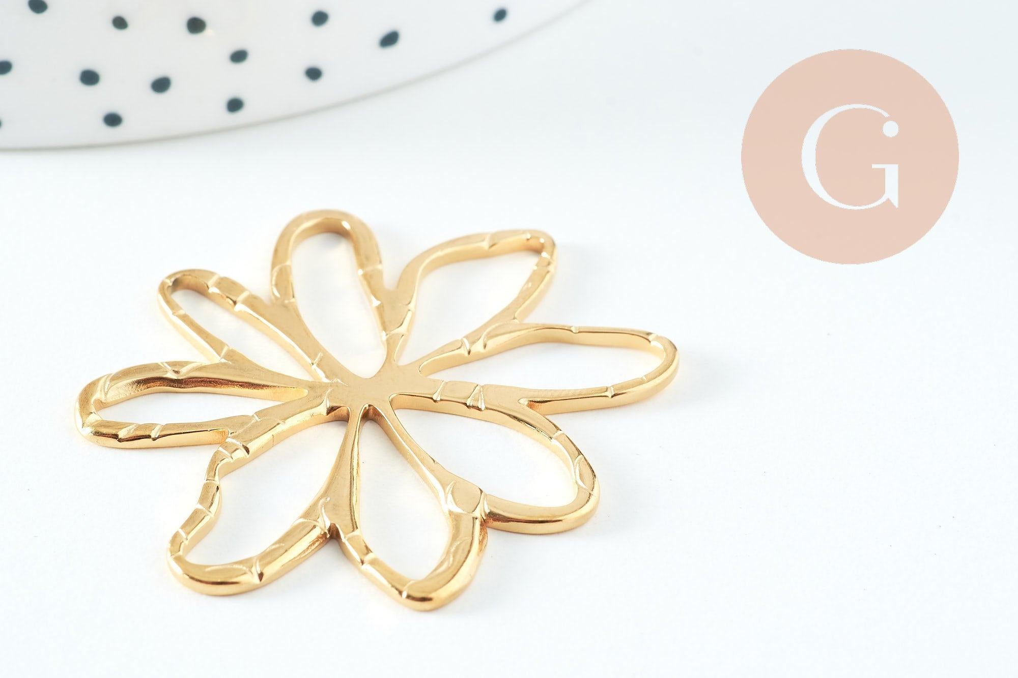 Gingerlily Pendentifs G10735 pendentif fleur acier doré 42.5mm