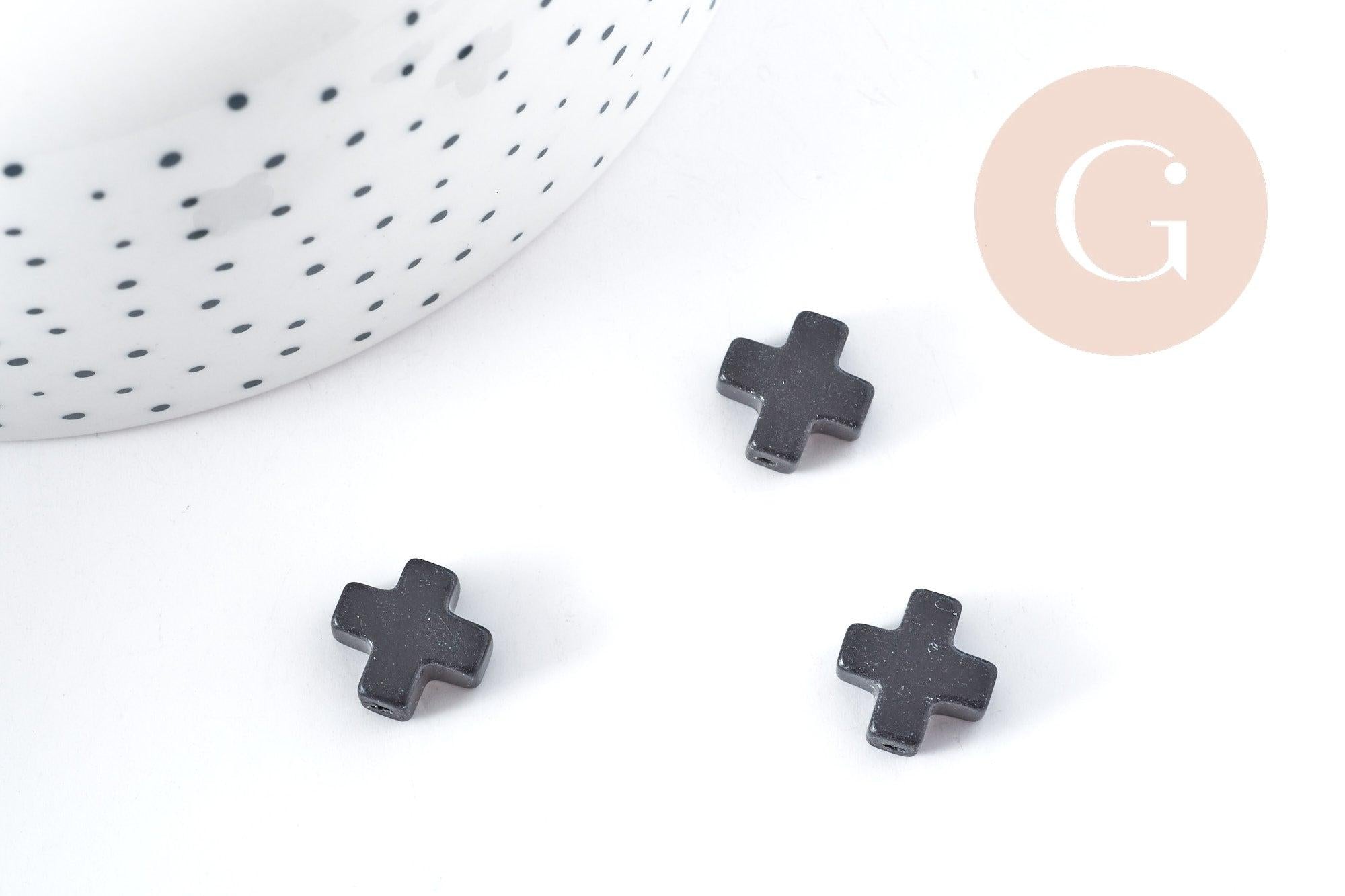 Gingerlily Perles G8280 croix onyx noir naturel 12mm x5