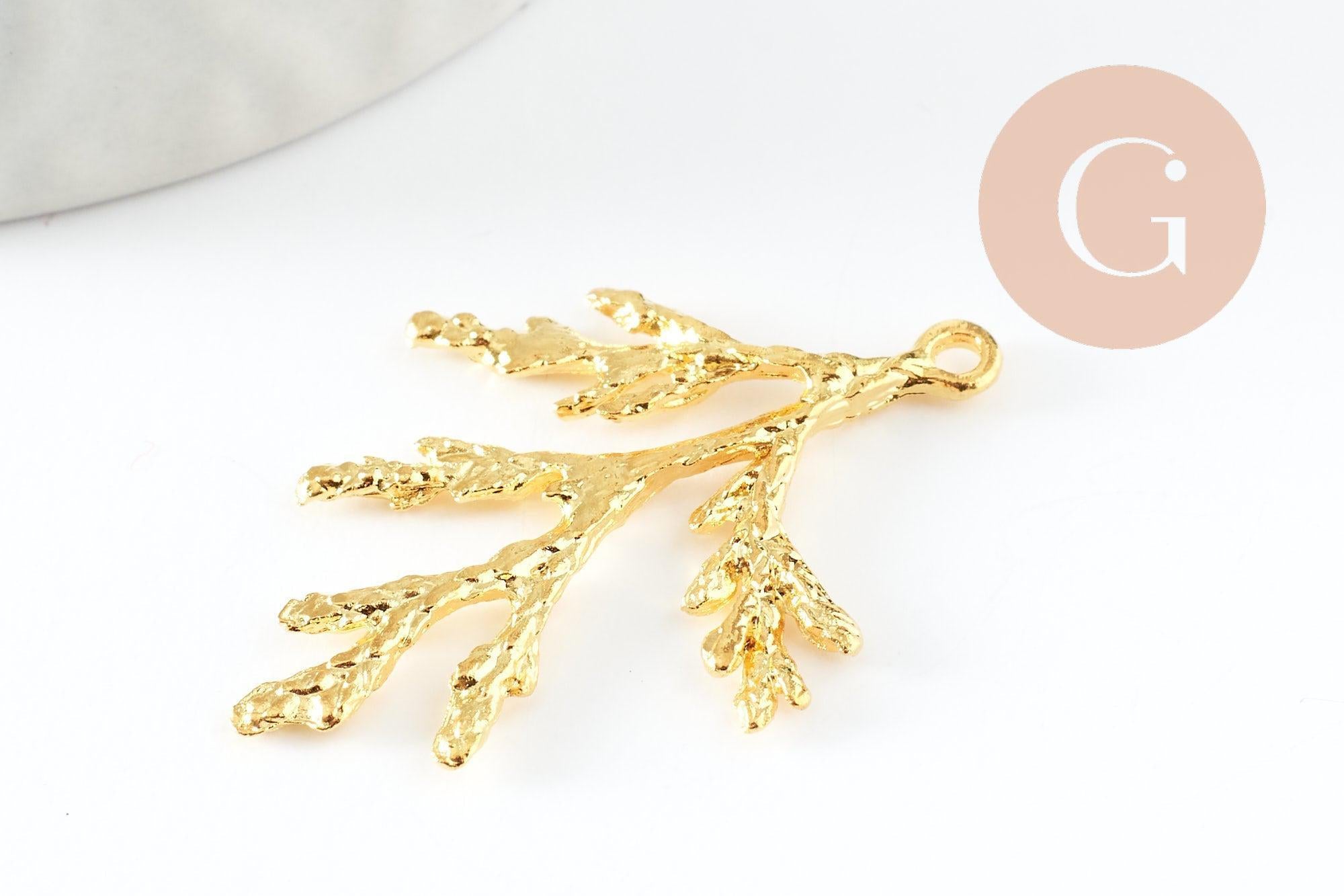 Gingerlily Pendentif corail zamak doré 18K 36mm x1