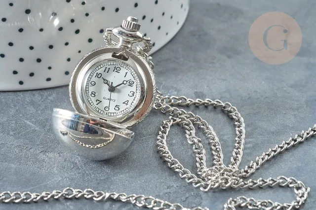 Gingerlily Pendentif Montre Gousset Platine 36mm x1 Rétro
