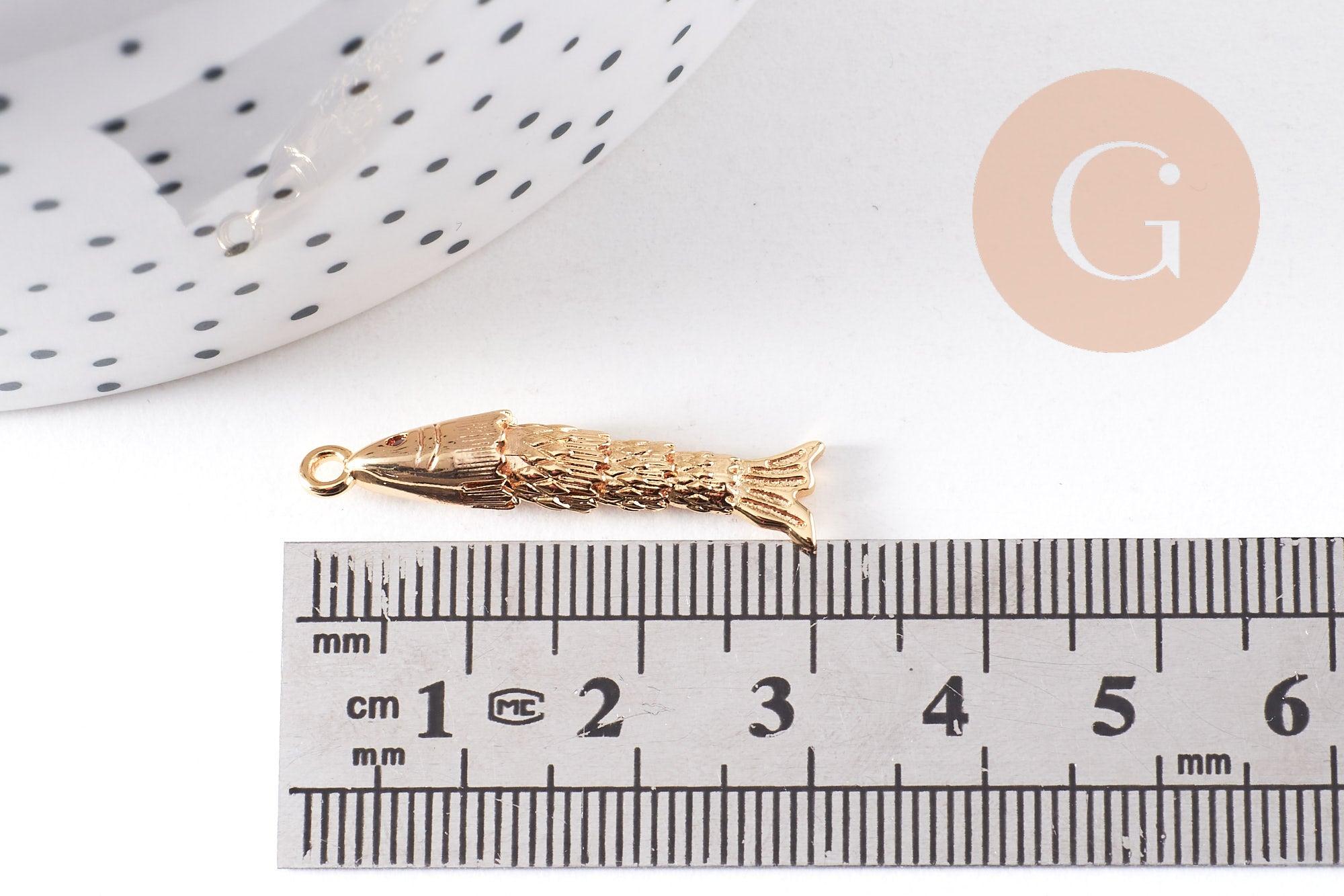 Gingerlily pendentif poisson articulé G10303 doré zircon