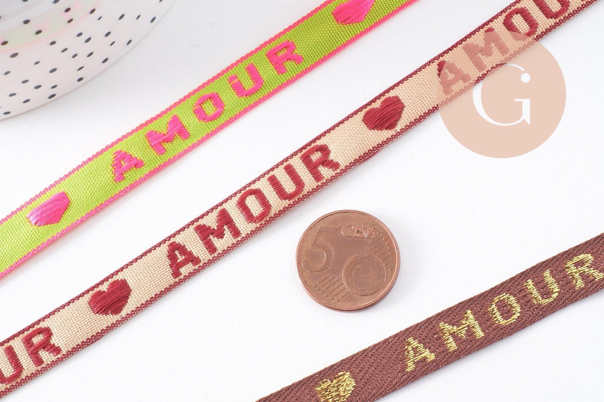 Gingerlily Amour G10267 ruban brodé 10mm texte 1 mètre