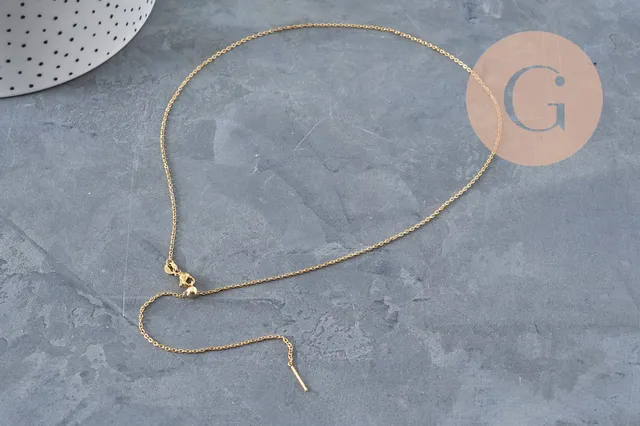 Gingerlily Chaîne Collier Forçat Acier Doré Réglable 2mm 51cm