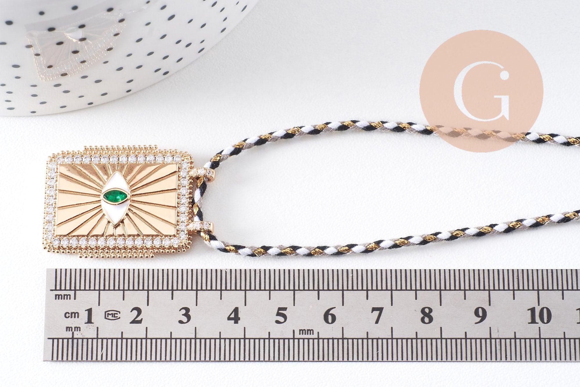 Gingerlily Collier médaille œil doré cordon tressé 45cm x1