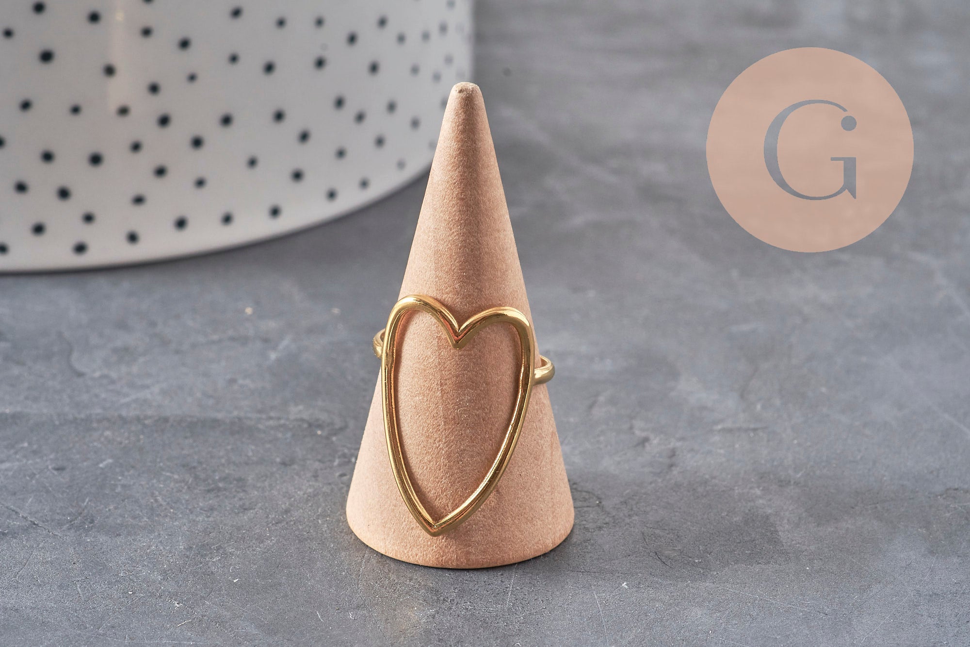 Gingerlily Bague coeur réglable dorée taille 57 acier x1