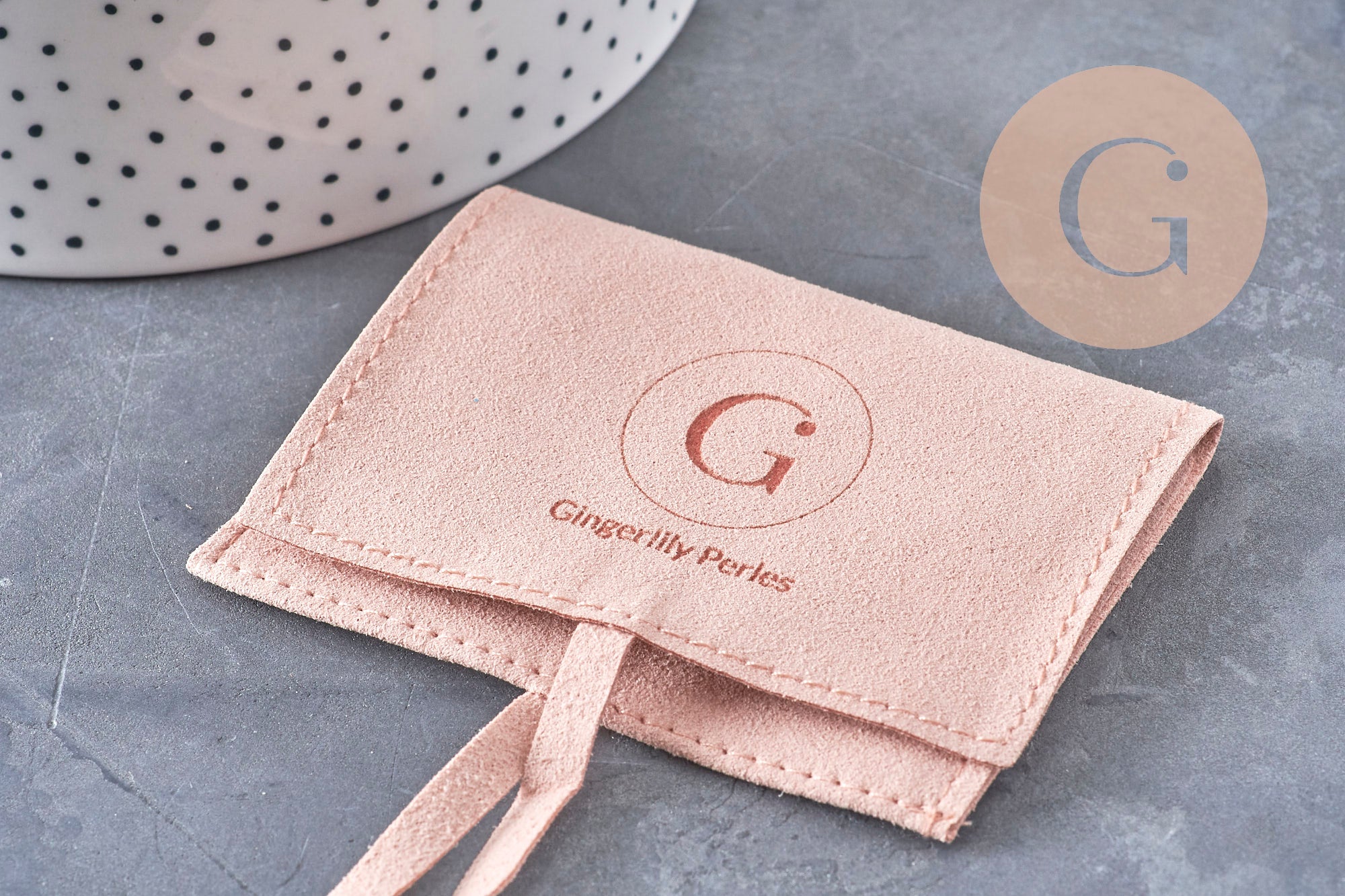Gingerlily Pochette G10993 bijou microfibre suédée rose clair
