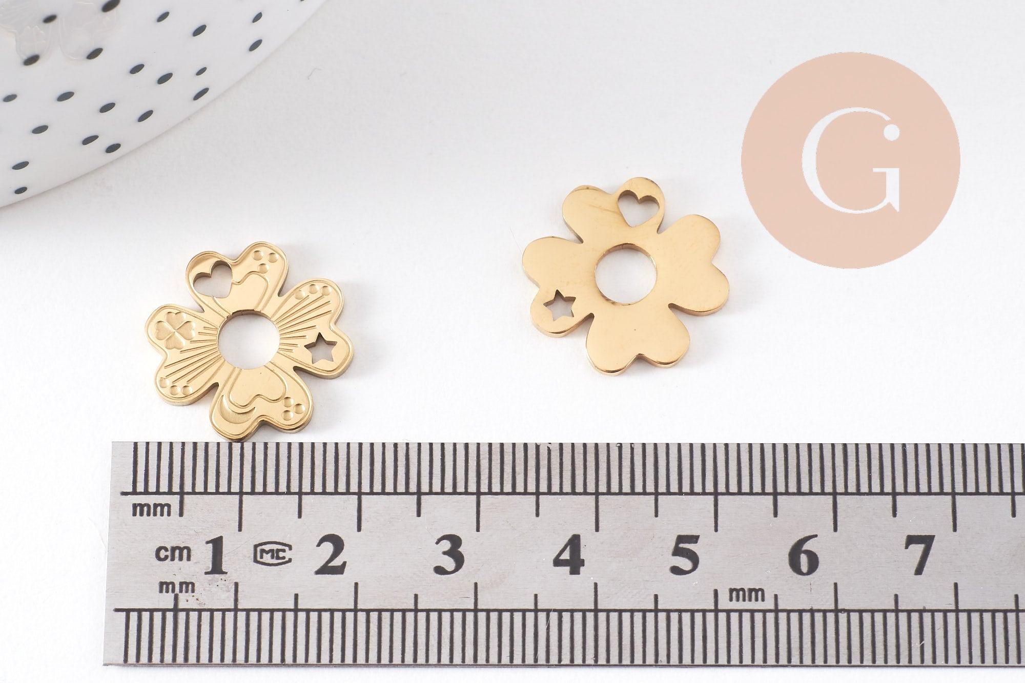 Gingerlily G10507 pendentif trèfle doré 17mm x1