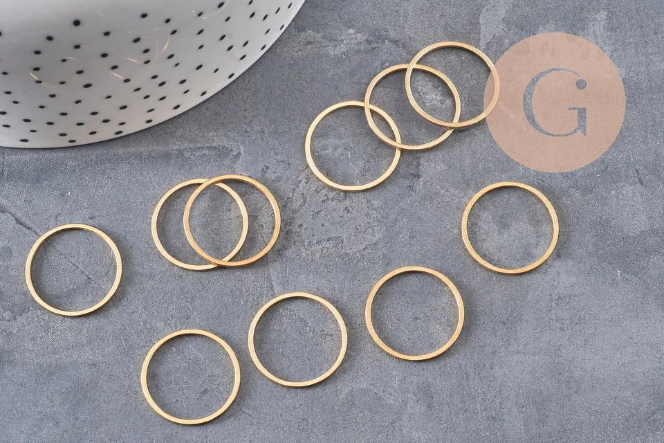 Gingerlily connecteur rond acier doré PVD 20 mm lot 10