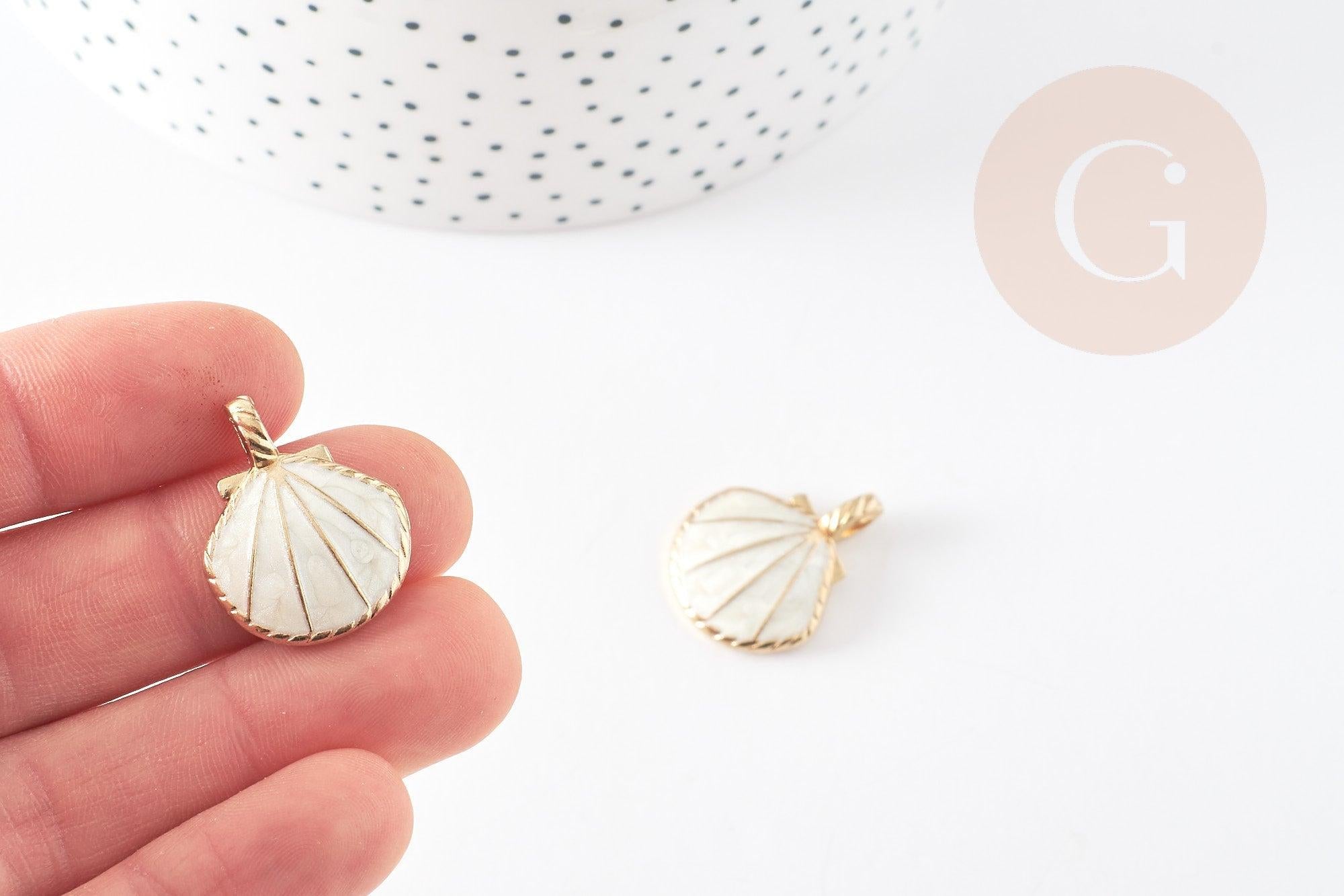 Gingerlily Pendentifs G7045 pendentif coquillage blanc doré x2