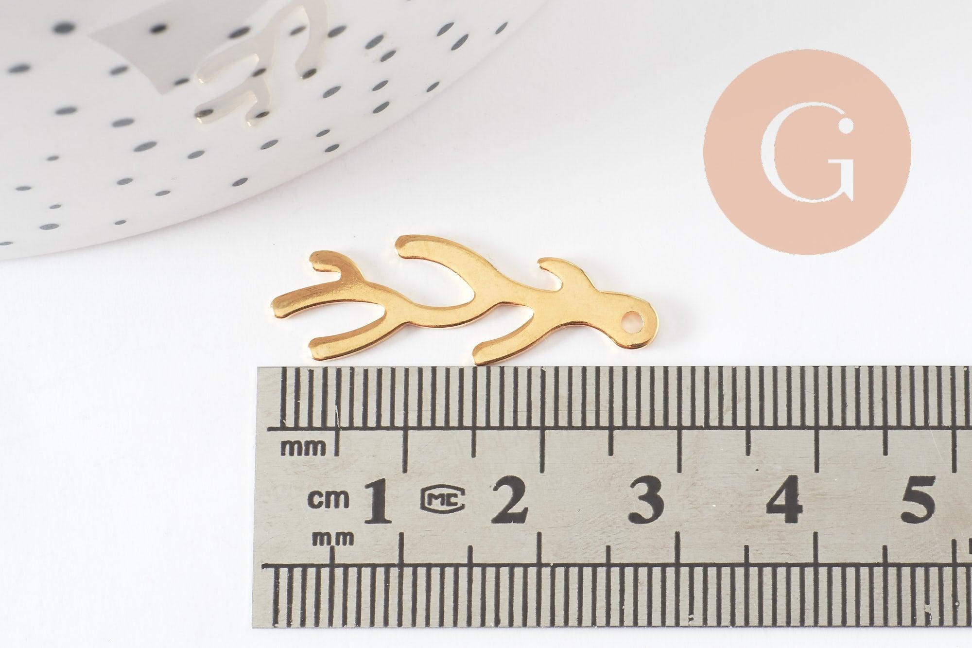 Gingerlily G9672 pendentif corail acier doré 28mm x1