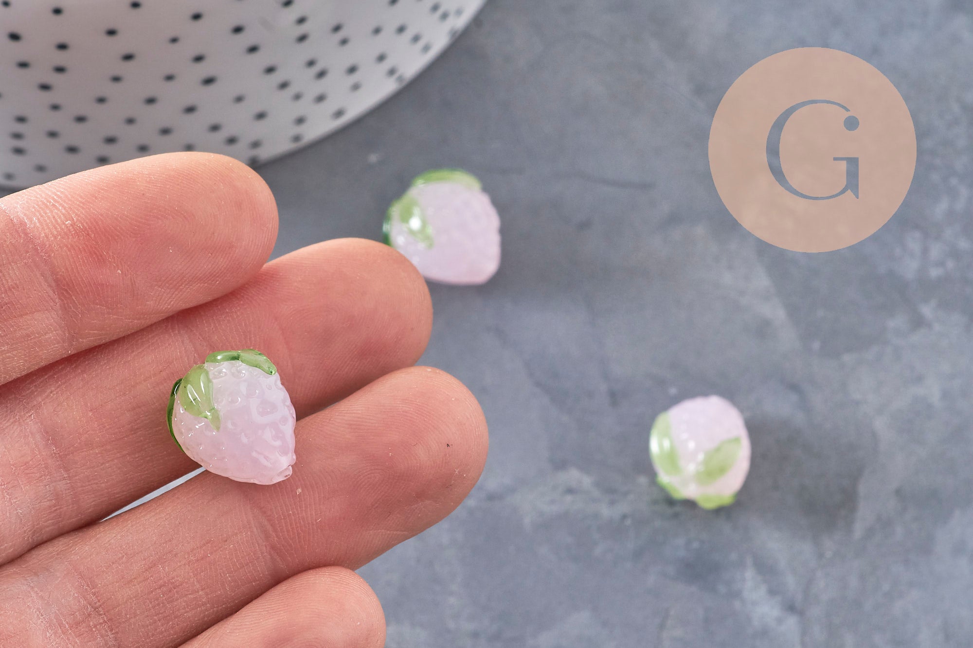 Gingerlily Perle fraise verre tchèque 15mm rose