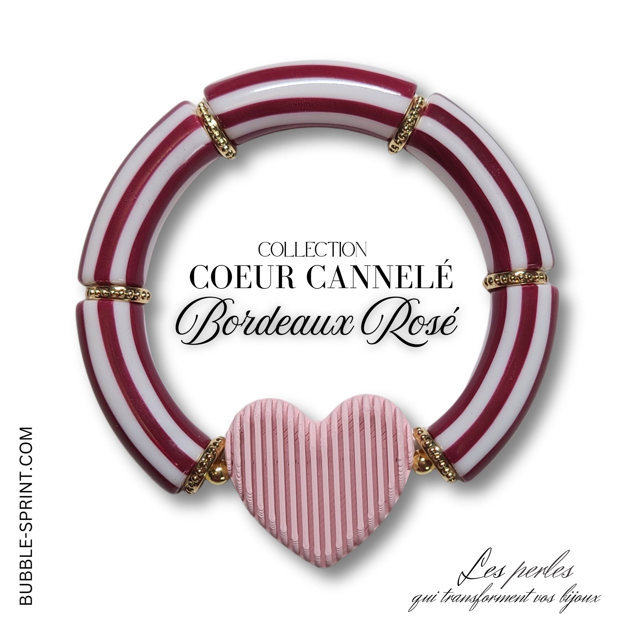 ARTSHOP Cœurs Cannelés bracelet bordeaux kit cœur