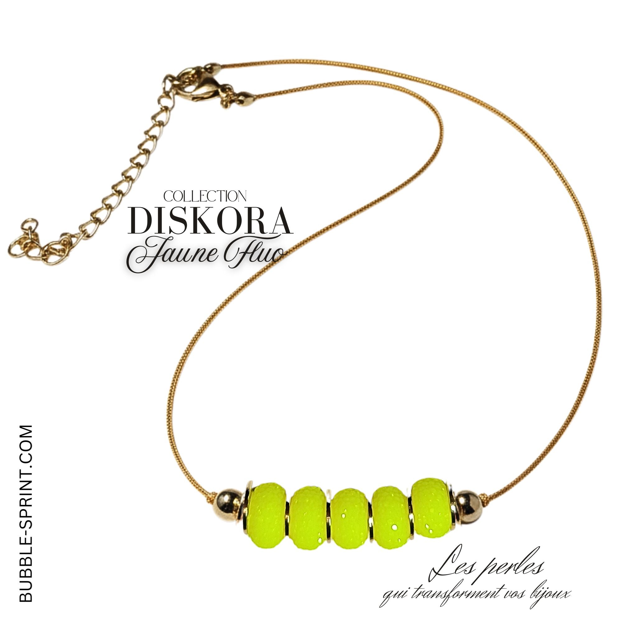 ARTSHOP DISKORA collier jaune fluo acrylique