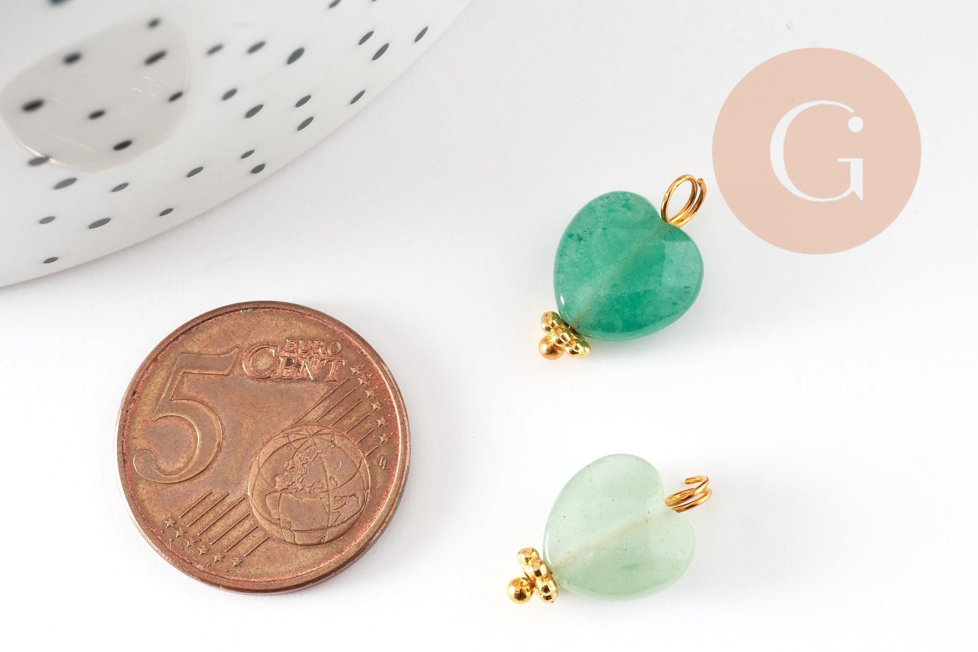 Gingerlily Pendentif coeur aventurine verte 15mm x1 doré