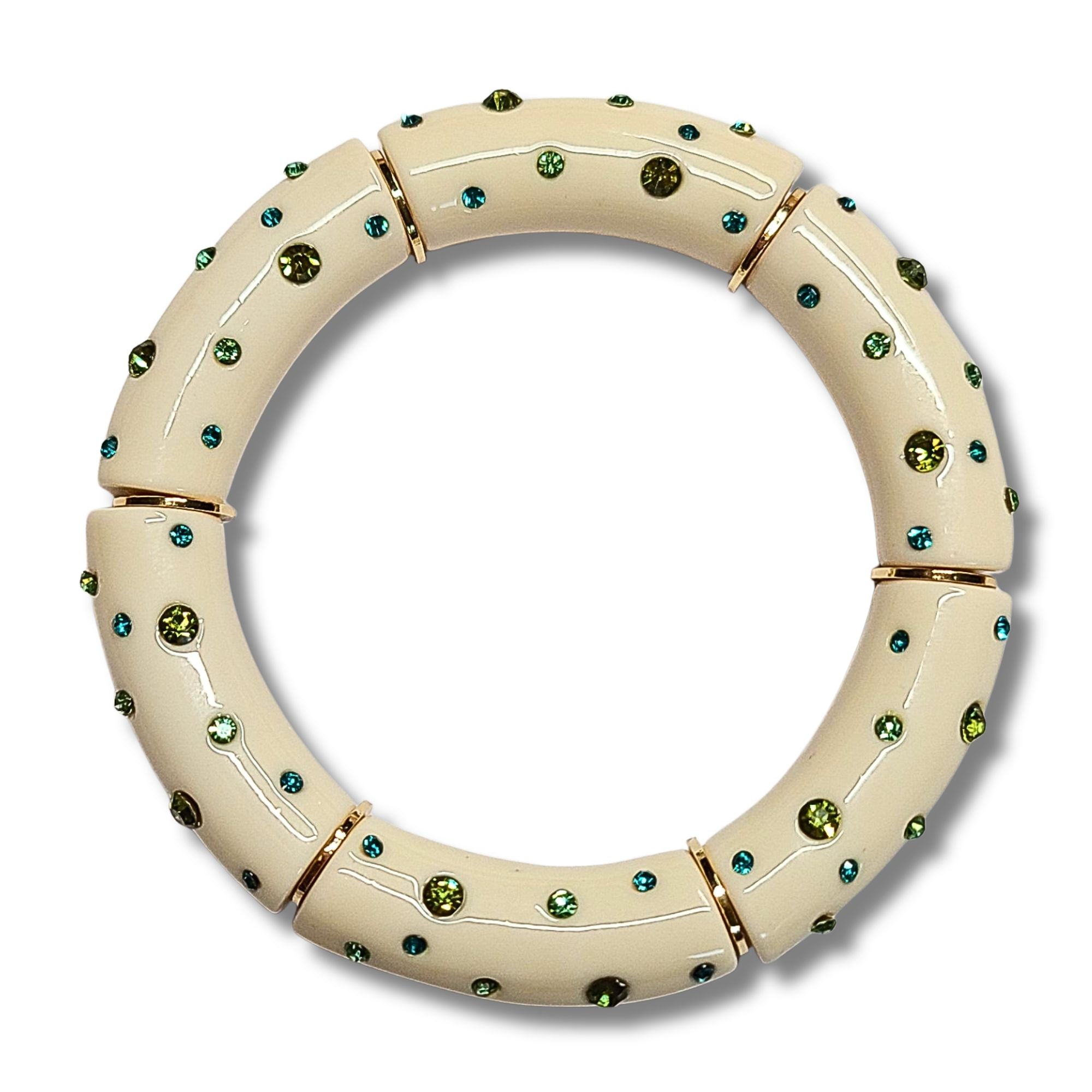 ARTSHOP Strass & Émaillés 424 tube incurvé ivoire émeraude 12mm