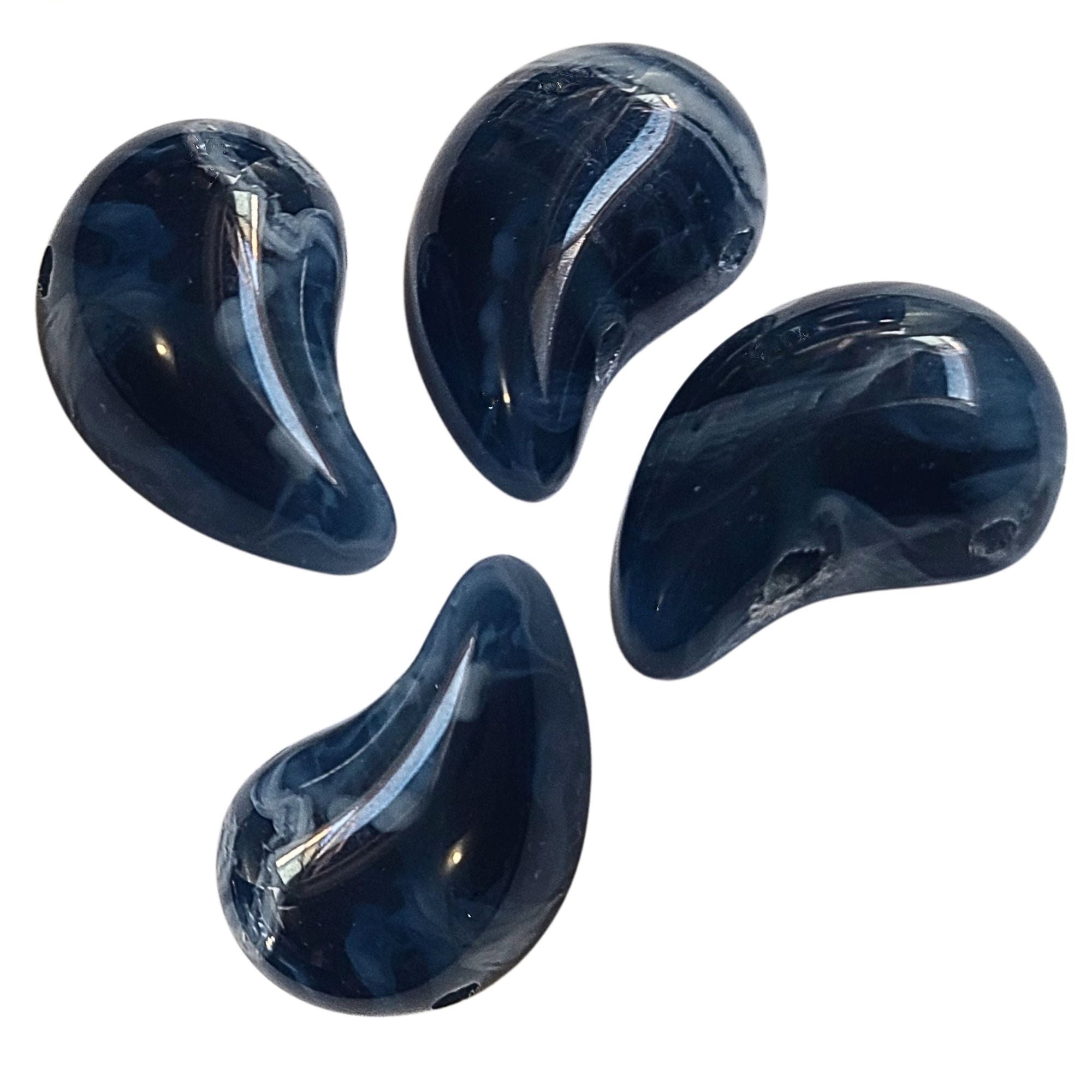 ARTSHOP Magatama 11 perle marine marbré 2 trous