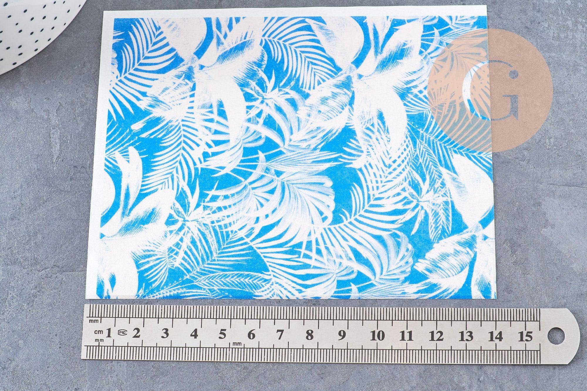 Gingerlily Perles G10766 feuille transfert polymère palme bleu 14x10 cm