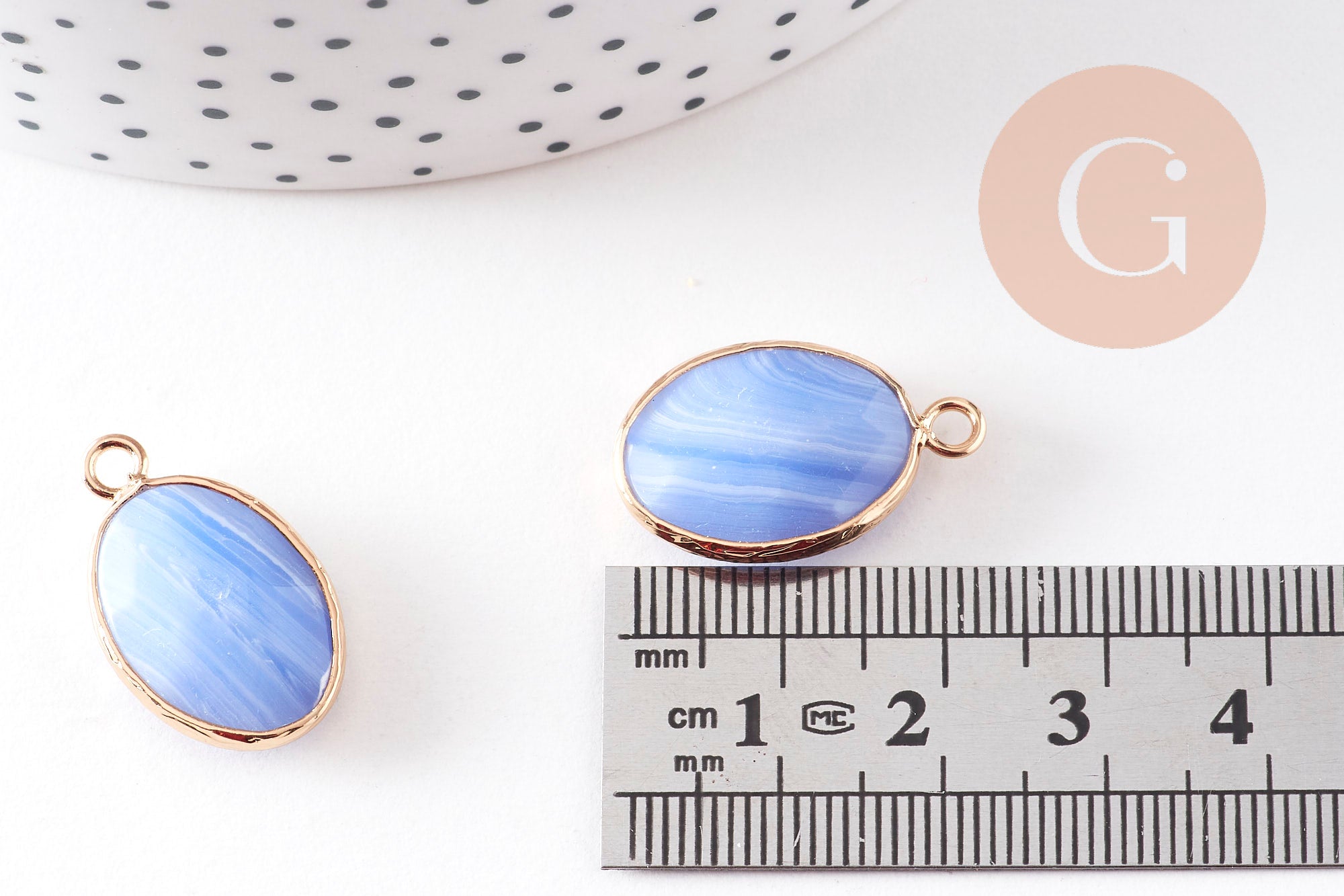 Gingerlily Pendentifs bijoux DIY pendentif agate G11004 bleu 23mm
