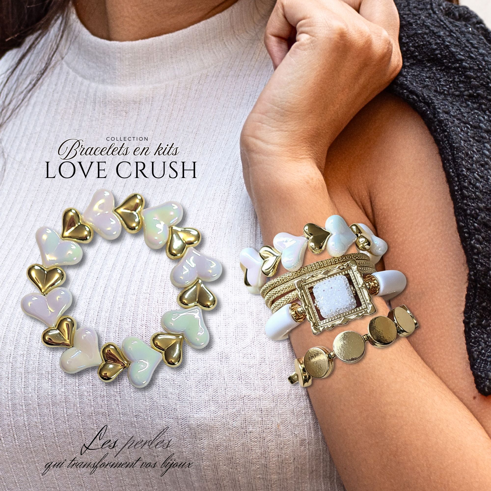 ARTSHOP Love Crush Kit Bracelet Citron Cœurs Dorés
