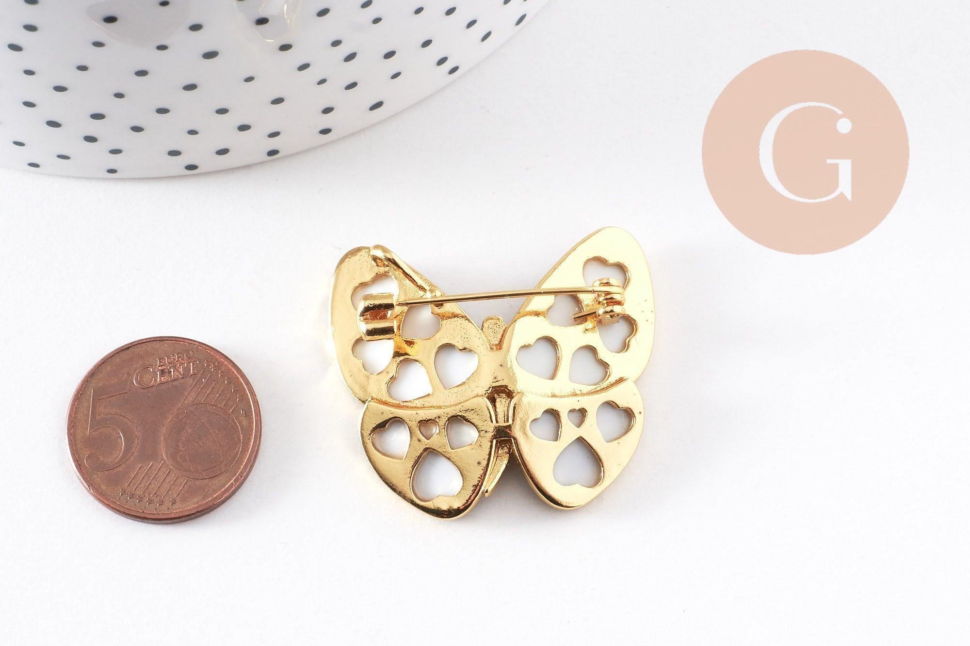 Gingerlily Broches et pin's papillon broche nacre noire 36 mm x1