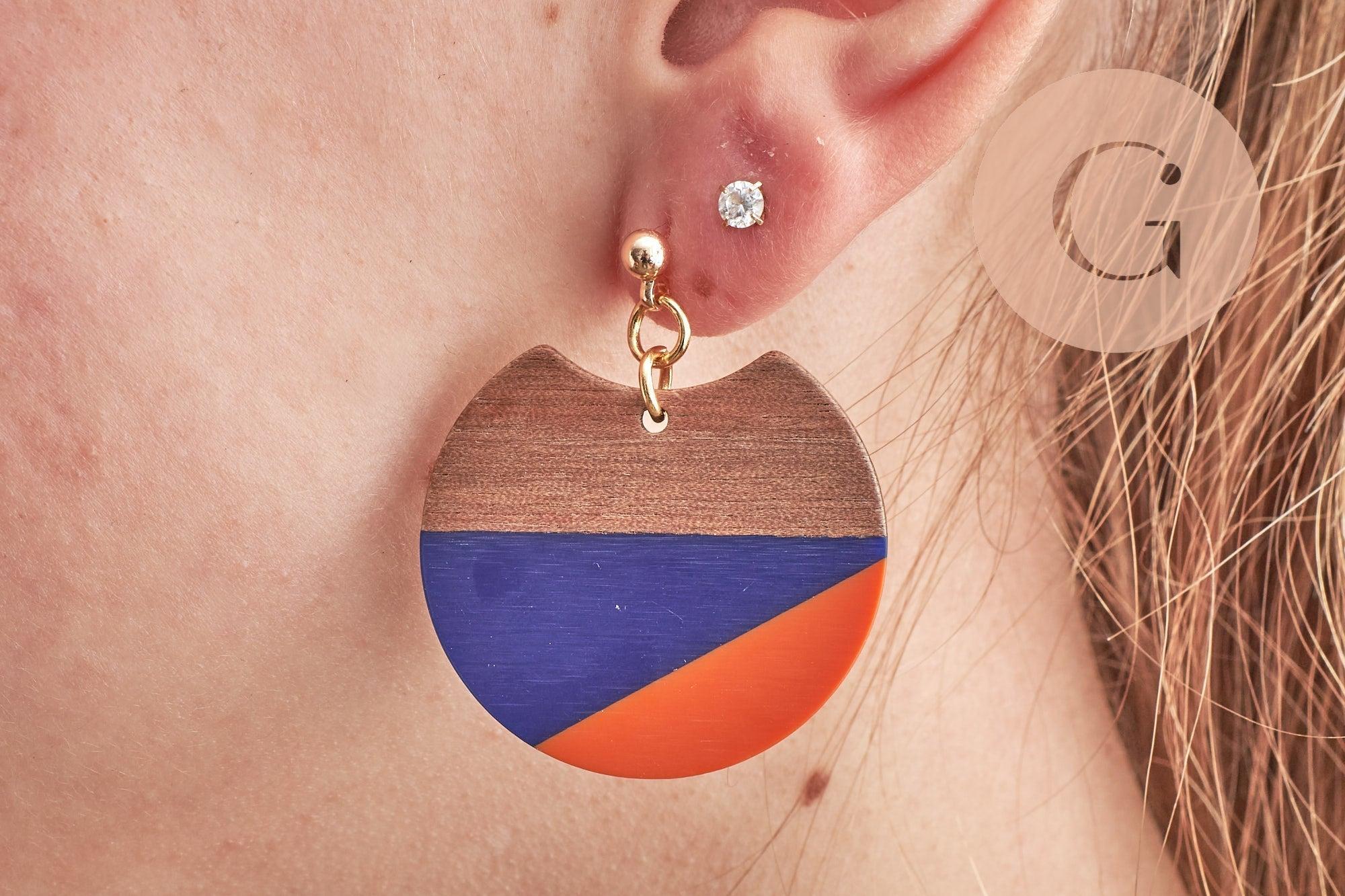 Gingerlily G9849 pendentif disque bois noyer résine 37mm x2