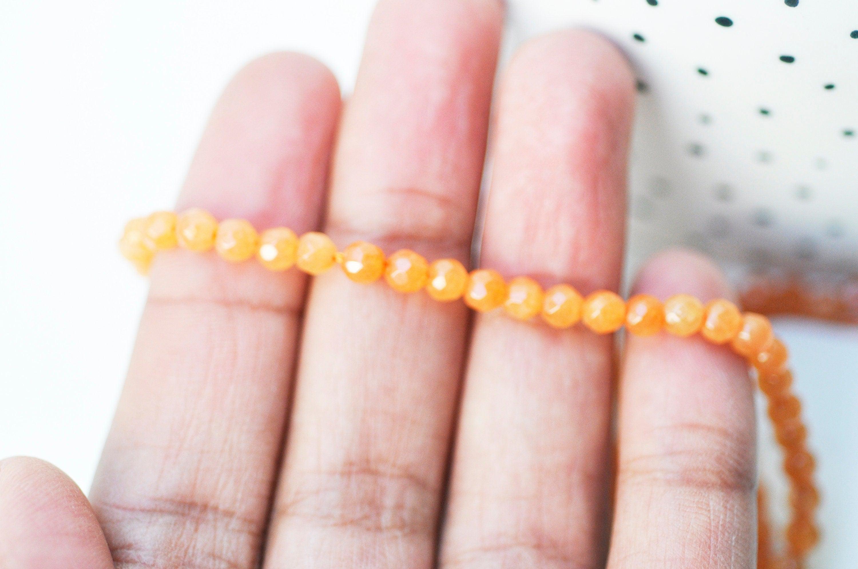 Gingerlily G5011 perle pierre jade orange fil 84 perles 4mm