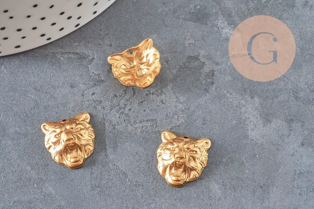 Gingerlily Pendentifs tigre G10163 laiton brut 16mm x1