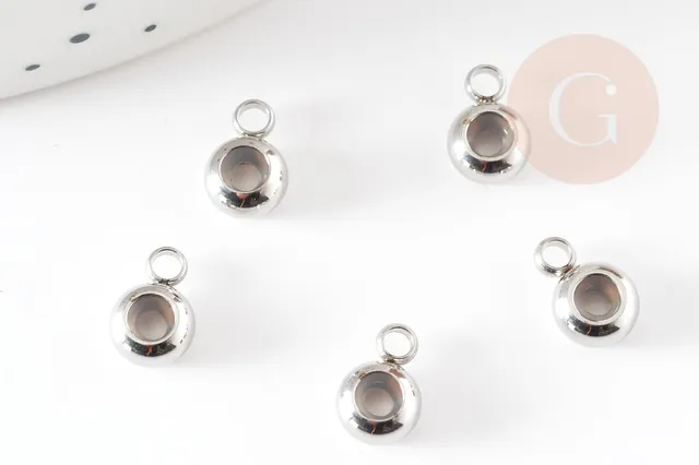 Gingerlily Apprêts G9285 bélière acier inox platine 8,7mm x5