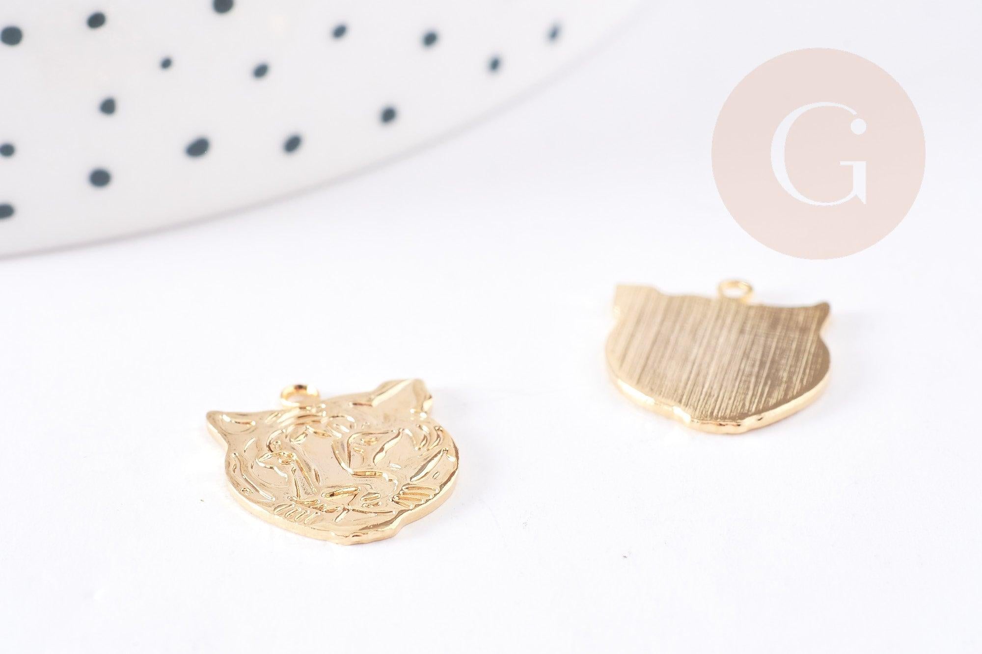 Gingerlily Pendentifs G9073 pendentif tigre laiton doré 16mm