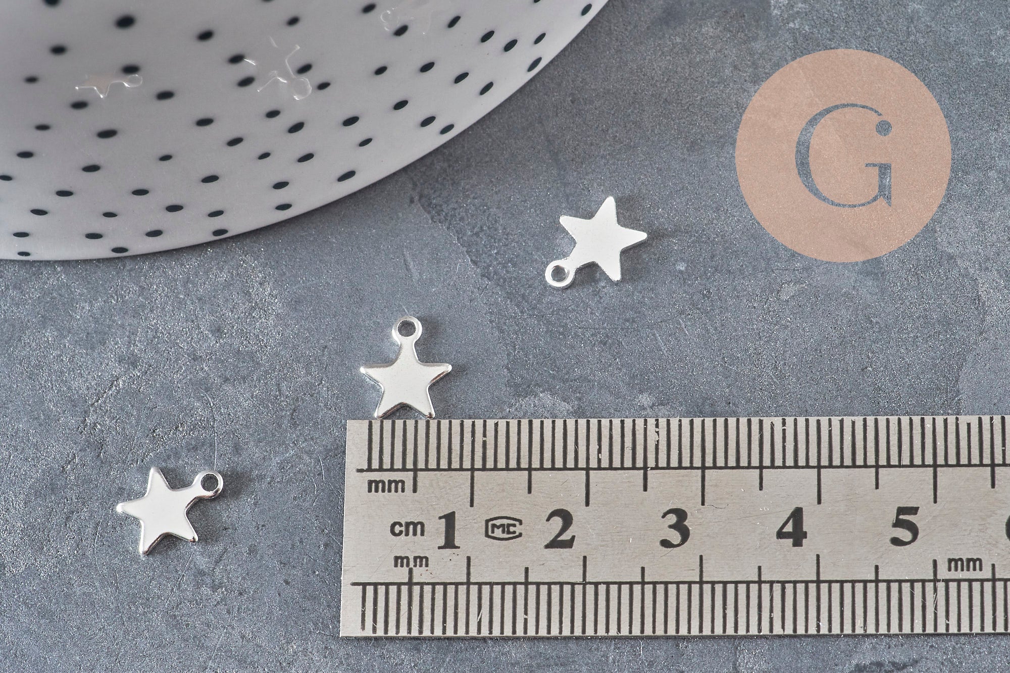 Gingerlily Perles Pendentifs DIY breloque étoile G11172 argent 10mm