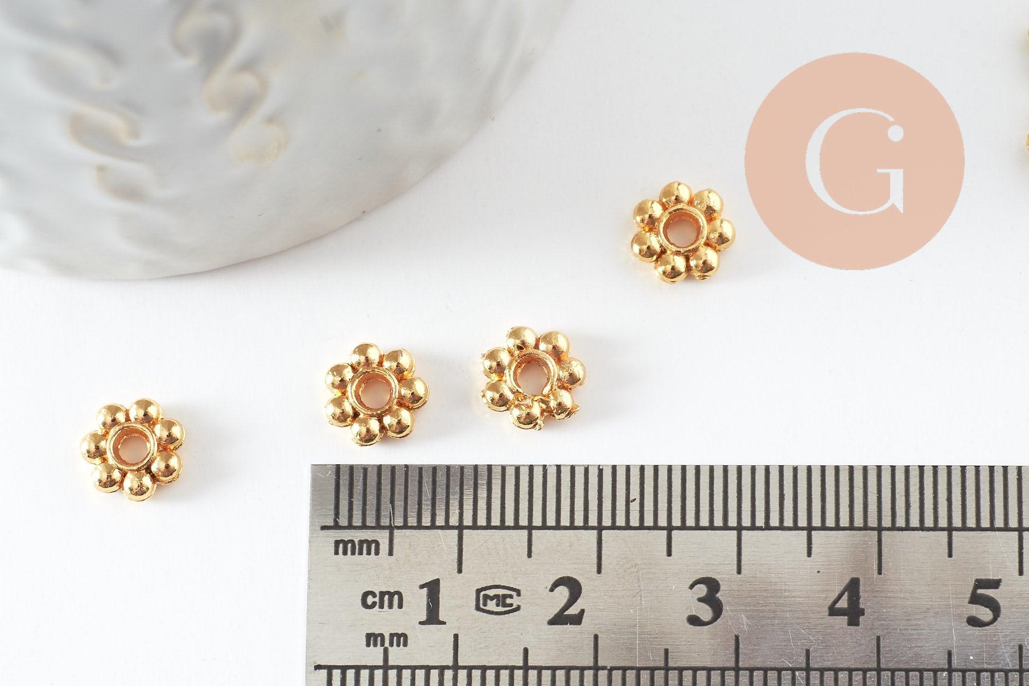 Gingerlily G9542 perles rondelles fleurs dorées 7,5mm x20