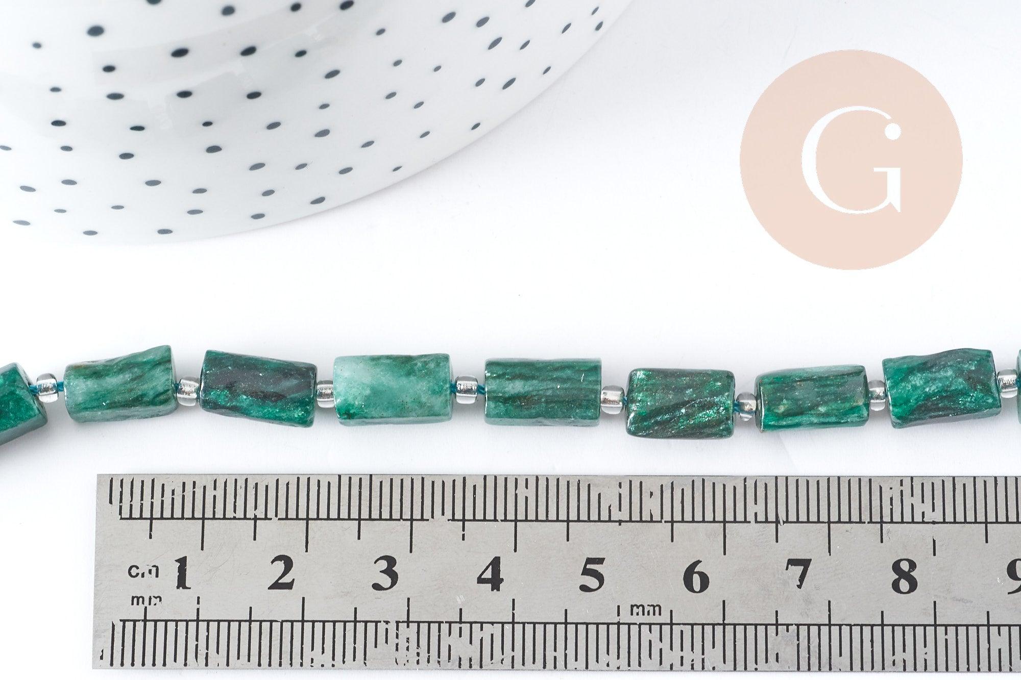 Gingerlily Perle tube quartz émeraude vert 14mm fil 18cm x1