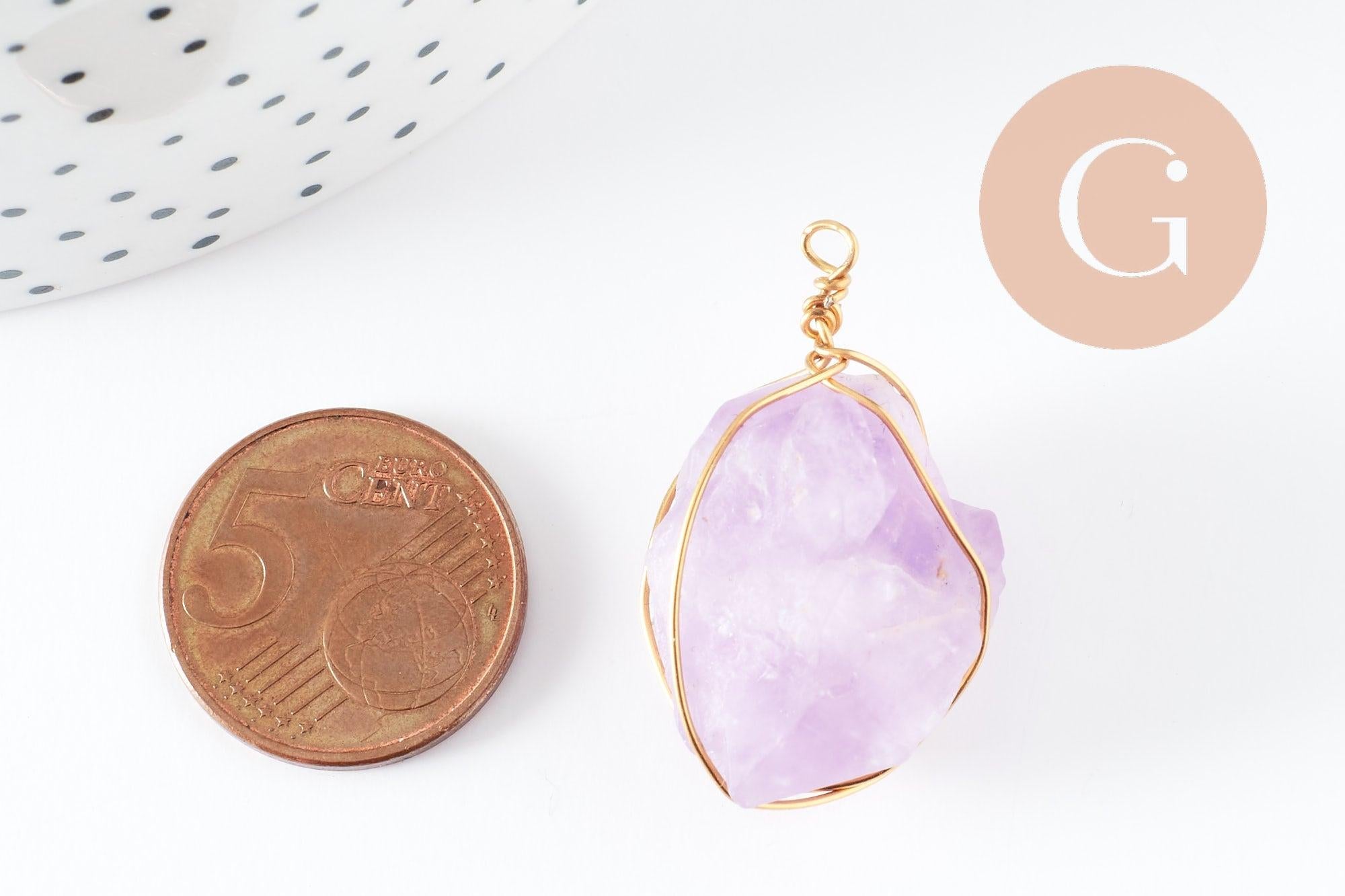 Gingerlily Pendentifs pour bijoux DIY G9600 pendentif améthyste brute doré 20-30mm