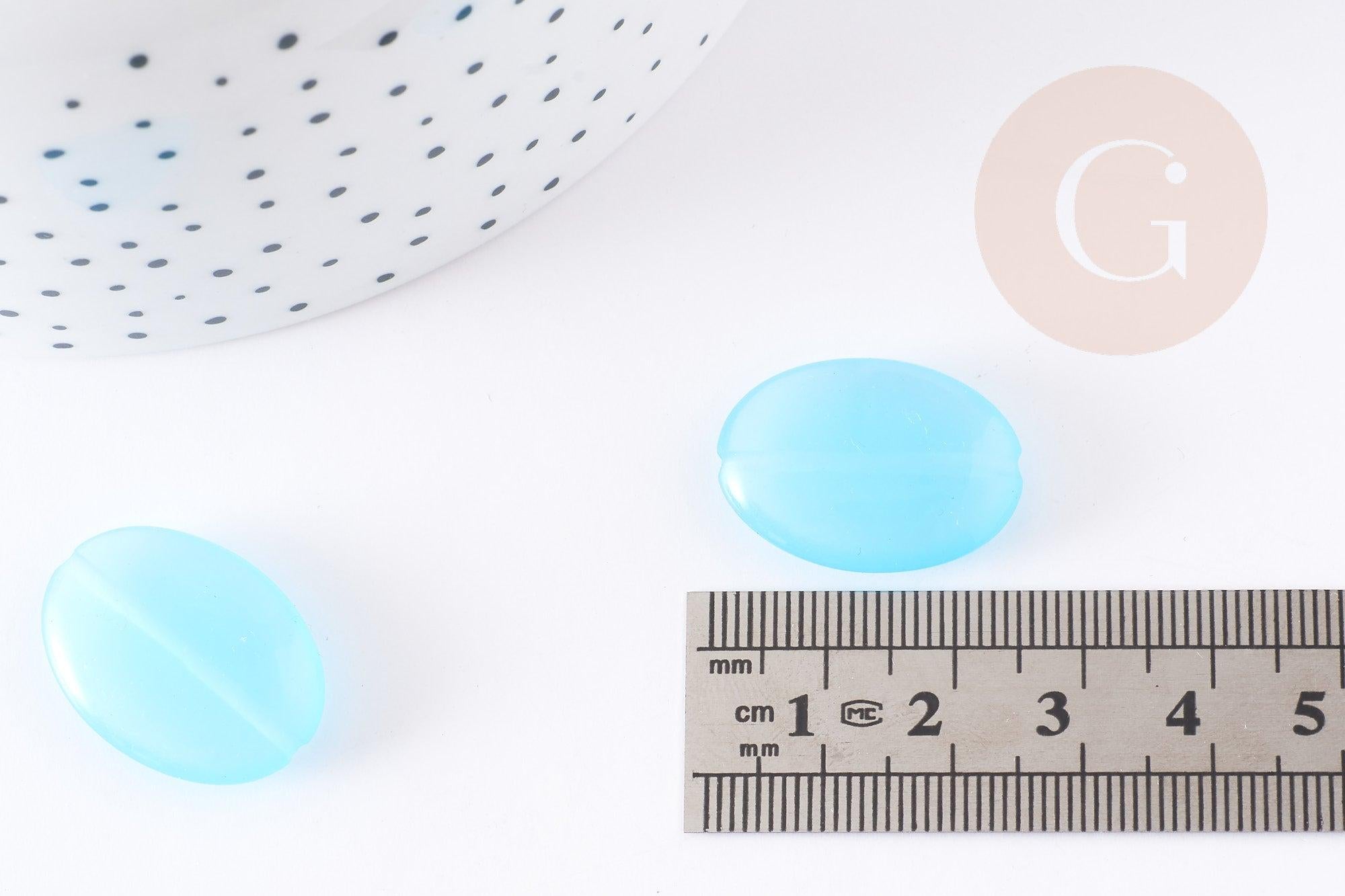 Gingerlily Perles ovale verre turquoise 25mm x2 lisse vintage