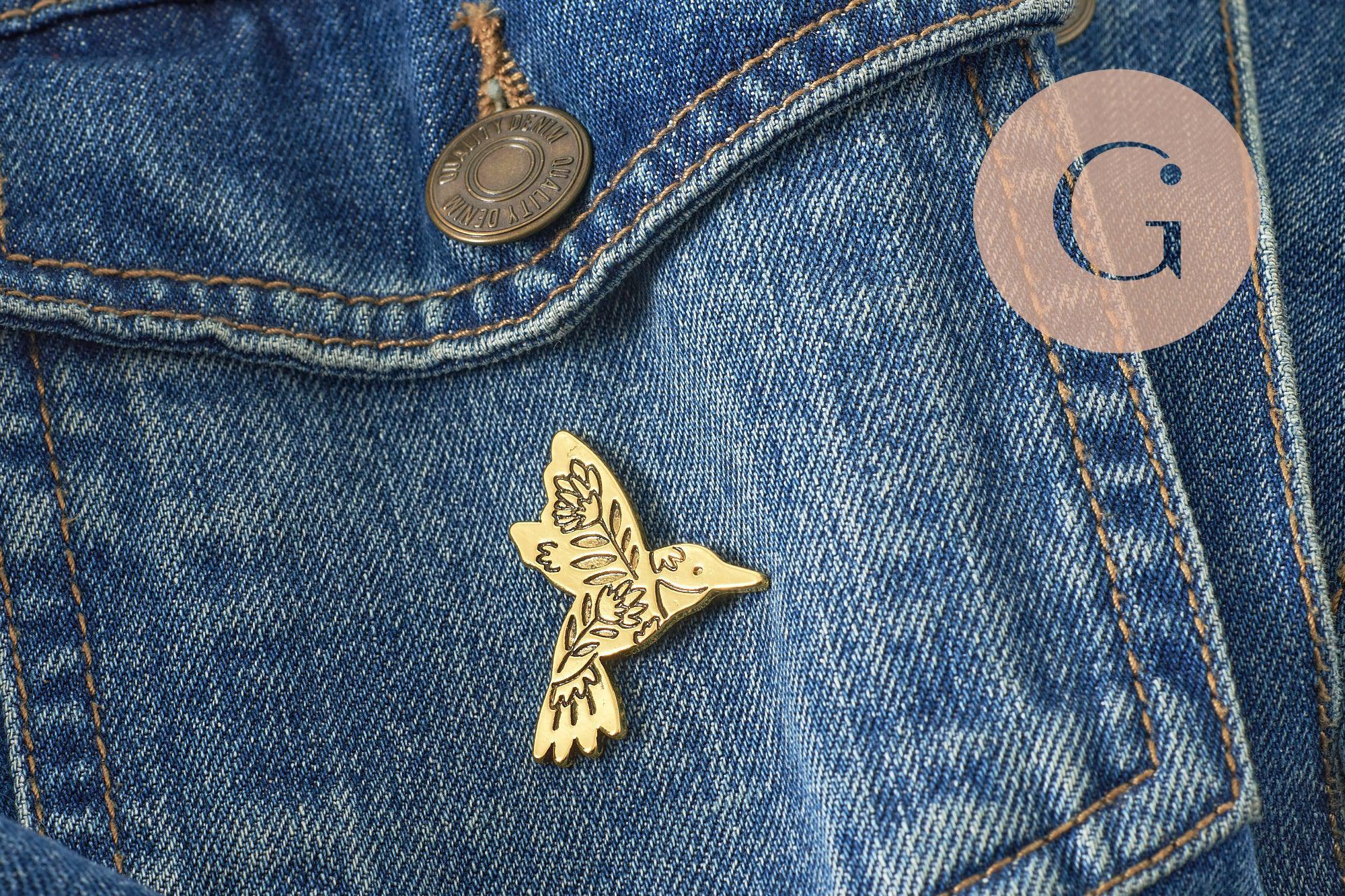 Gingerlily Broches colibri broche acier doré 30mm x1