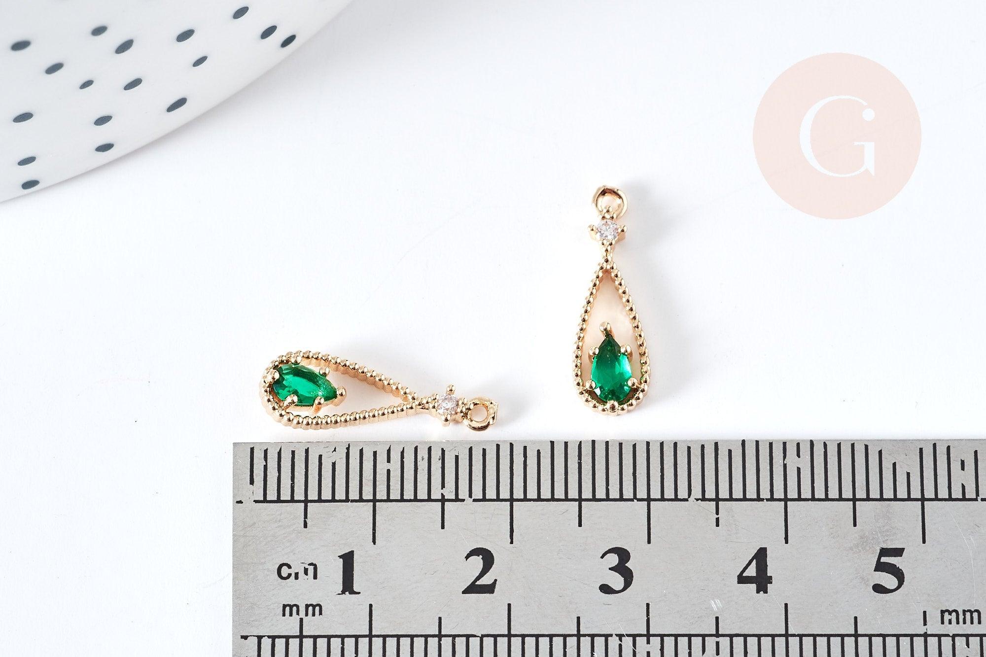 Gingerlily Pendentifs DIY pendentif goutte G8436 zircon vert 17,5mm