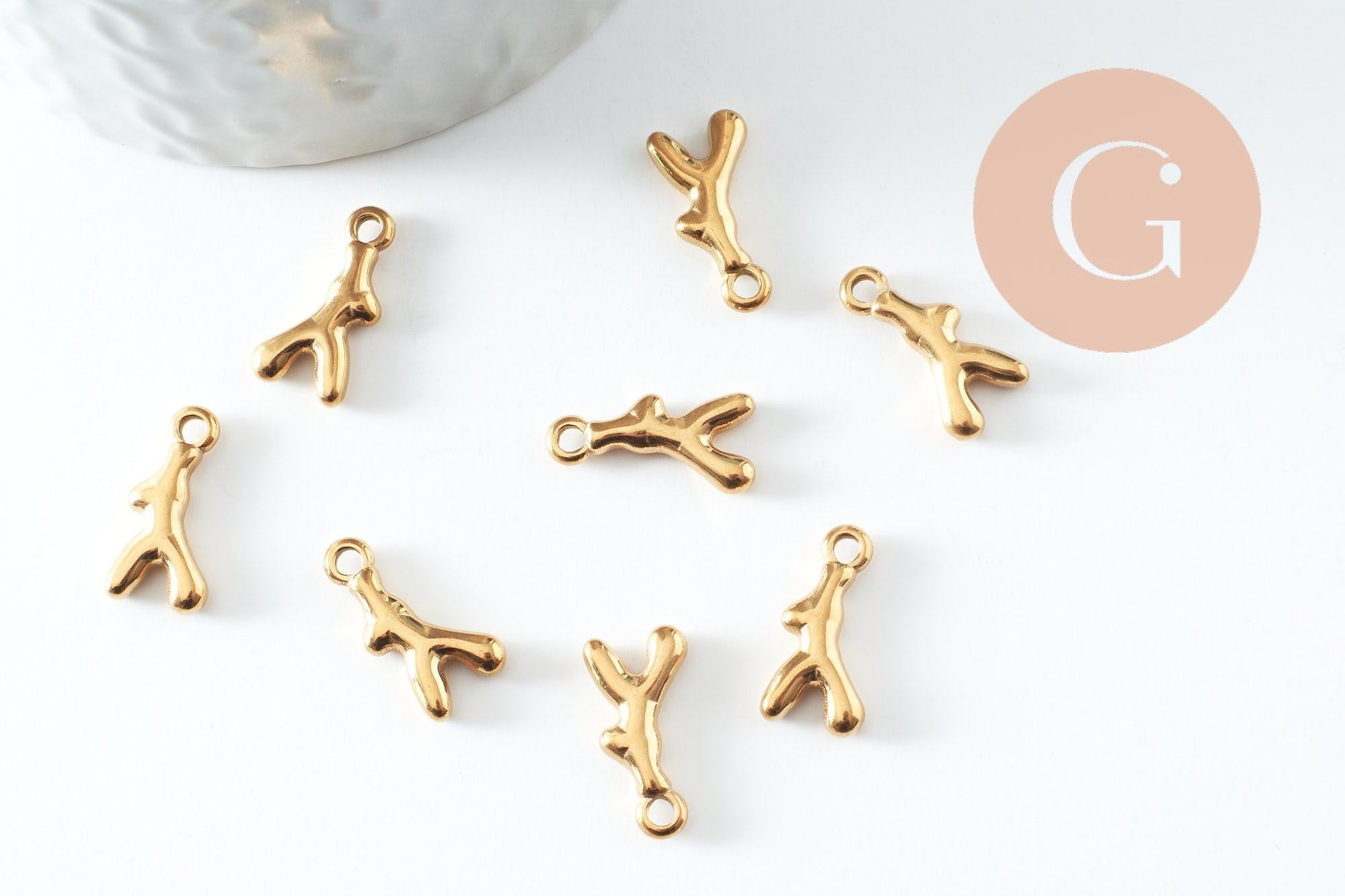 Gingerlily G9835 pendentif branche corail acier doré 18mm x1