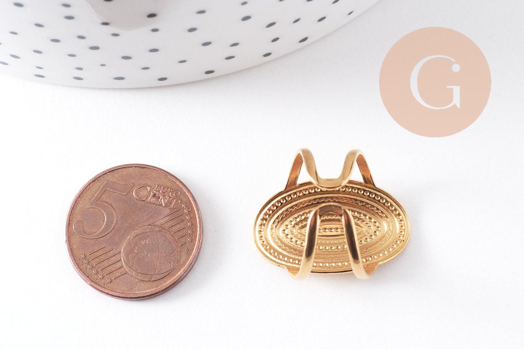Gingerlily Bague G10351 réglable ovale acier doré taille 54