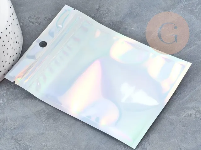 Gingerlily Sachet Zip G9037 gris holographique 10x7cm x5