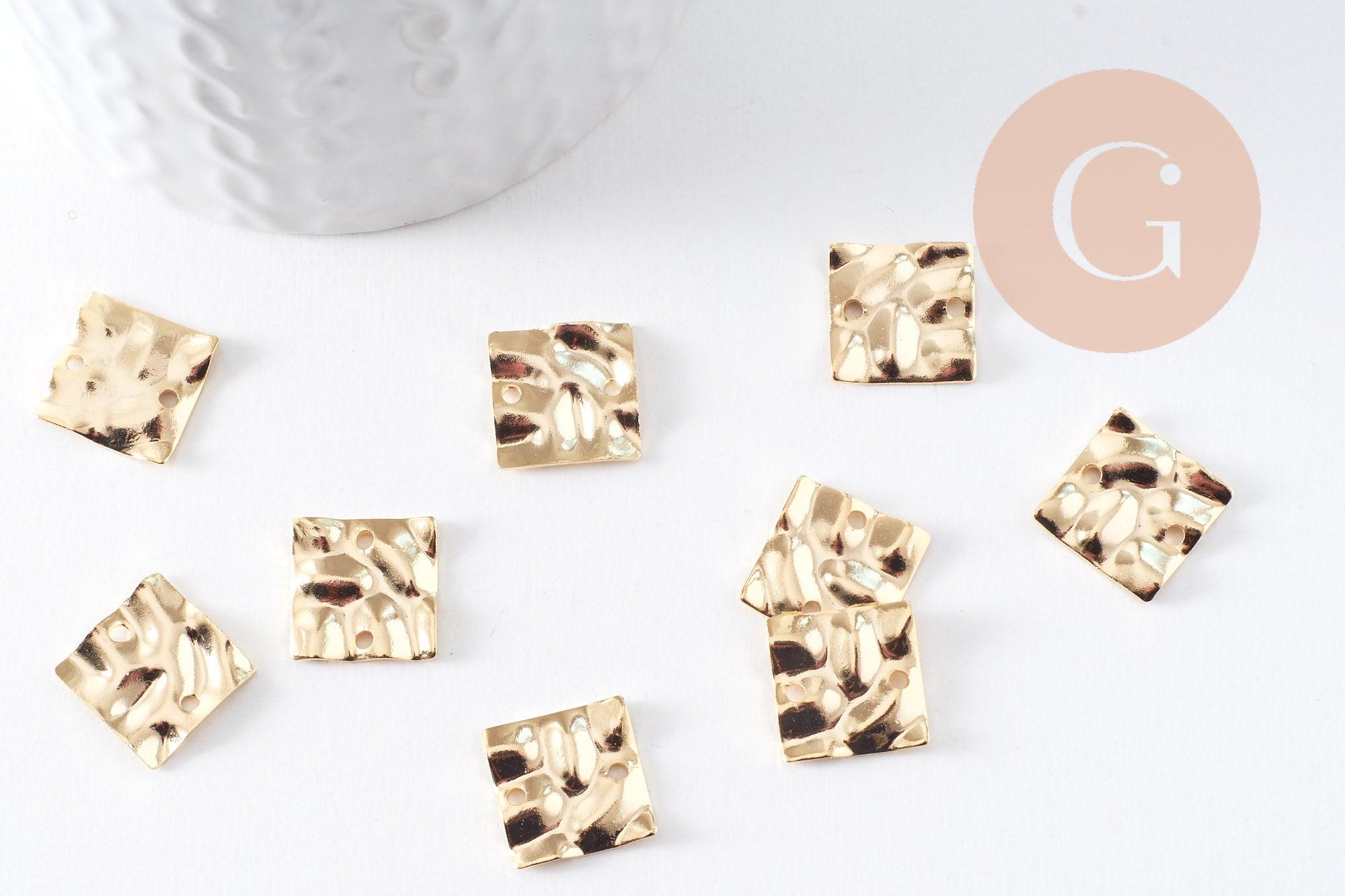 Gingerlily Pendentifs pour bijoux DIY G10378 connecteur carré doré x2