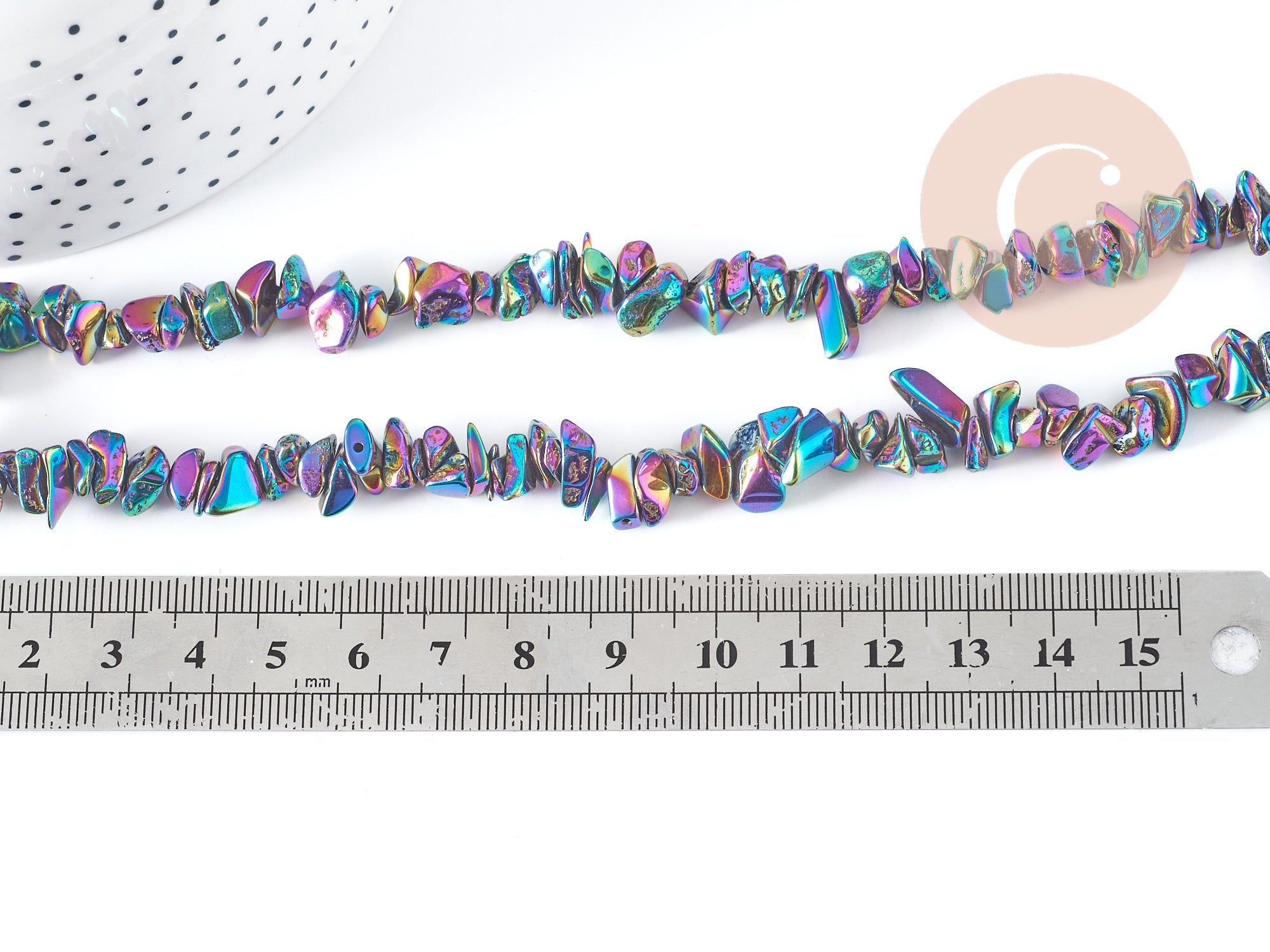 Gingerlily Perles pépites hématite multicolore 5-15mm fil 39cm