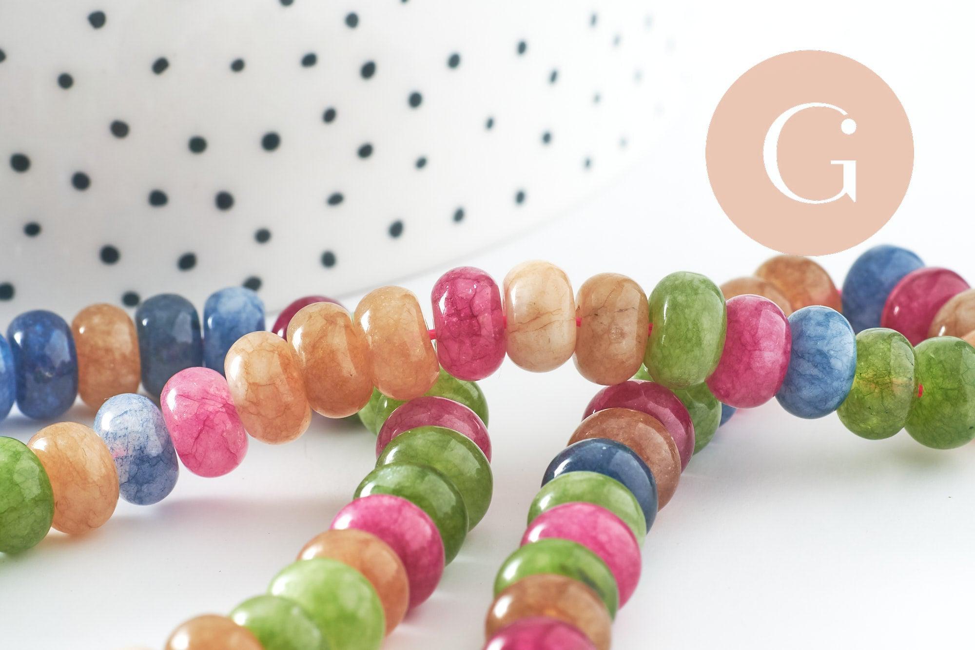 Gingerlily perles rondelle jade multicolore 8mm fil 37cm