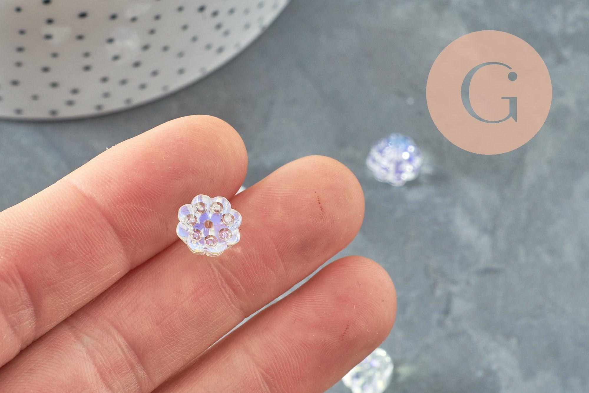 Gingerlily Perles fleur verre G9820 perles 11 mm lot 10 opalescent