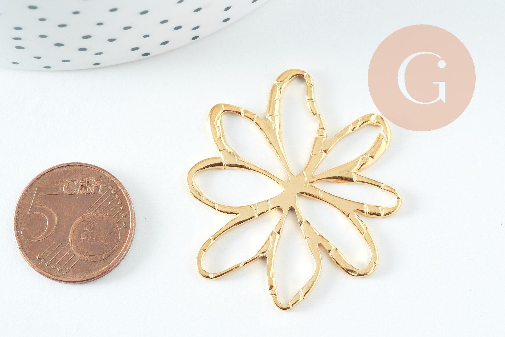 Gingerlily Pendentifs G10735 pendentif fleur acier doré 42.5mm