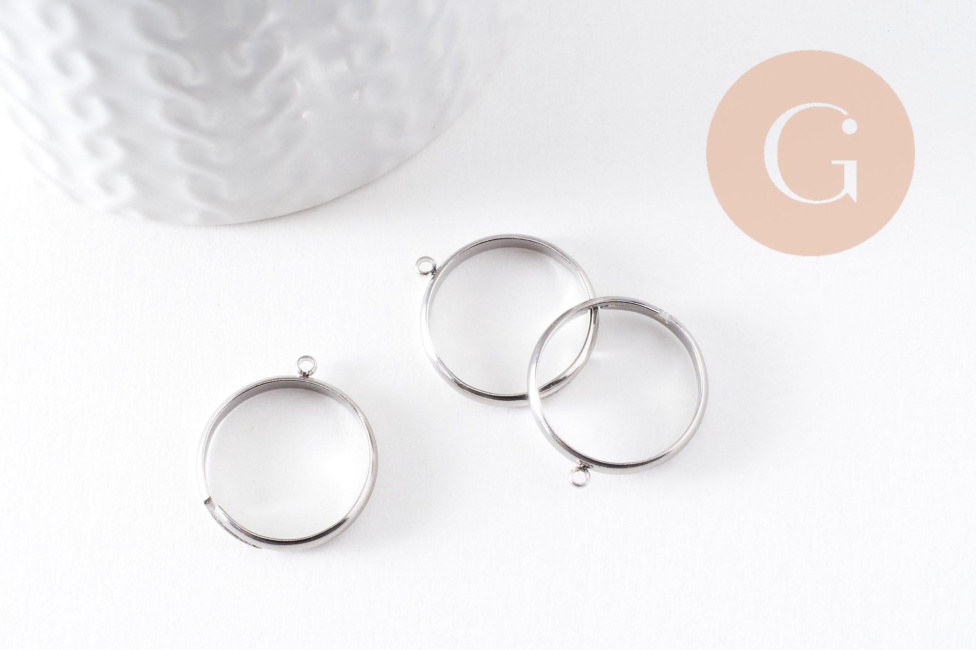 Gingerlily Support bague réglable acier platine 18mm x2
