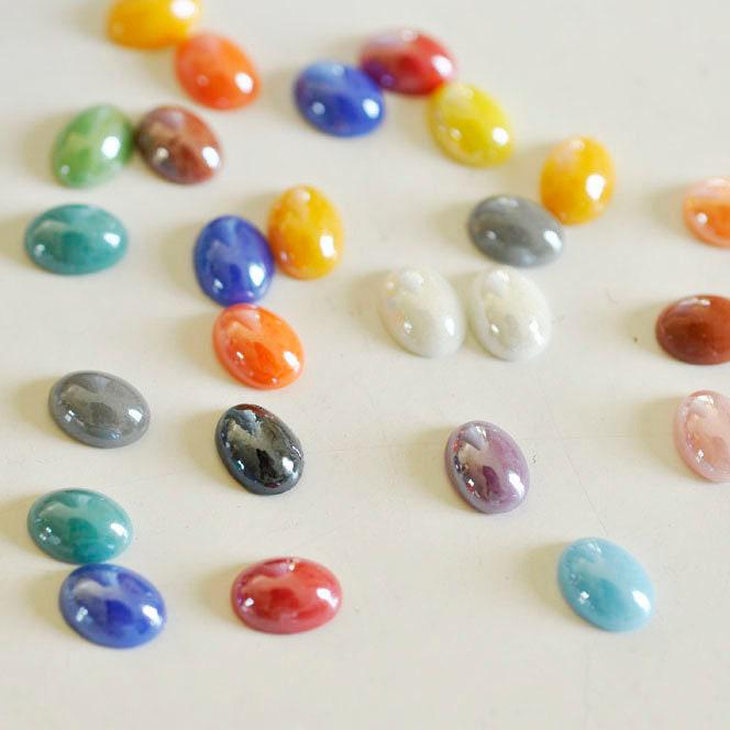 Gingerlily Porcelaine G1375 cabochon ovale 8x6mm irisé x10