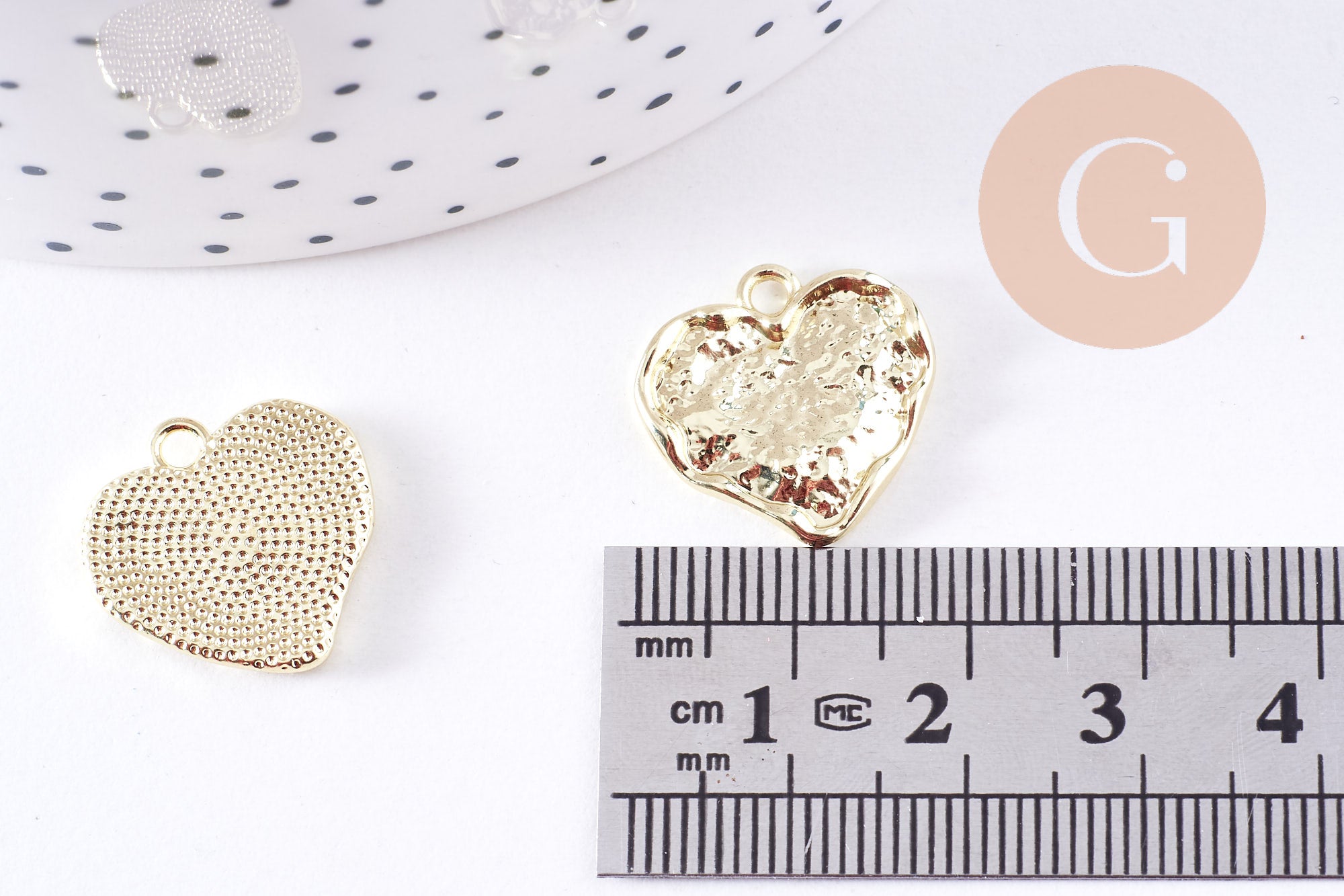 Gingerlily Pendentifs Cœur texturé zamac doré G10698 x5