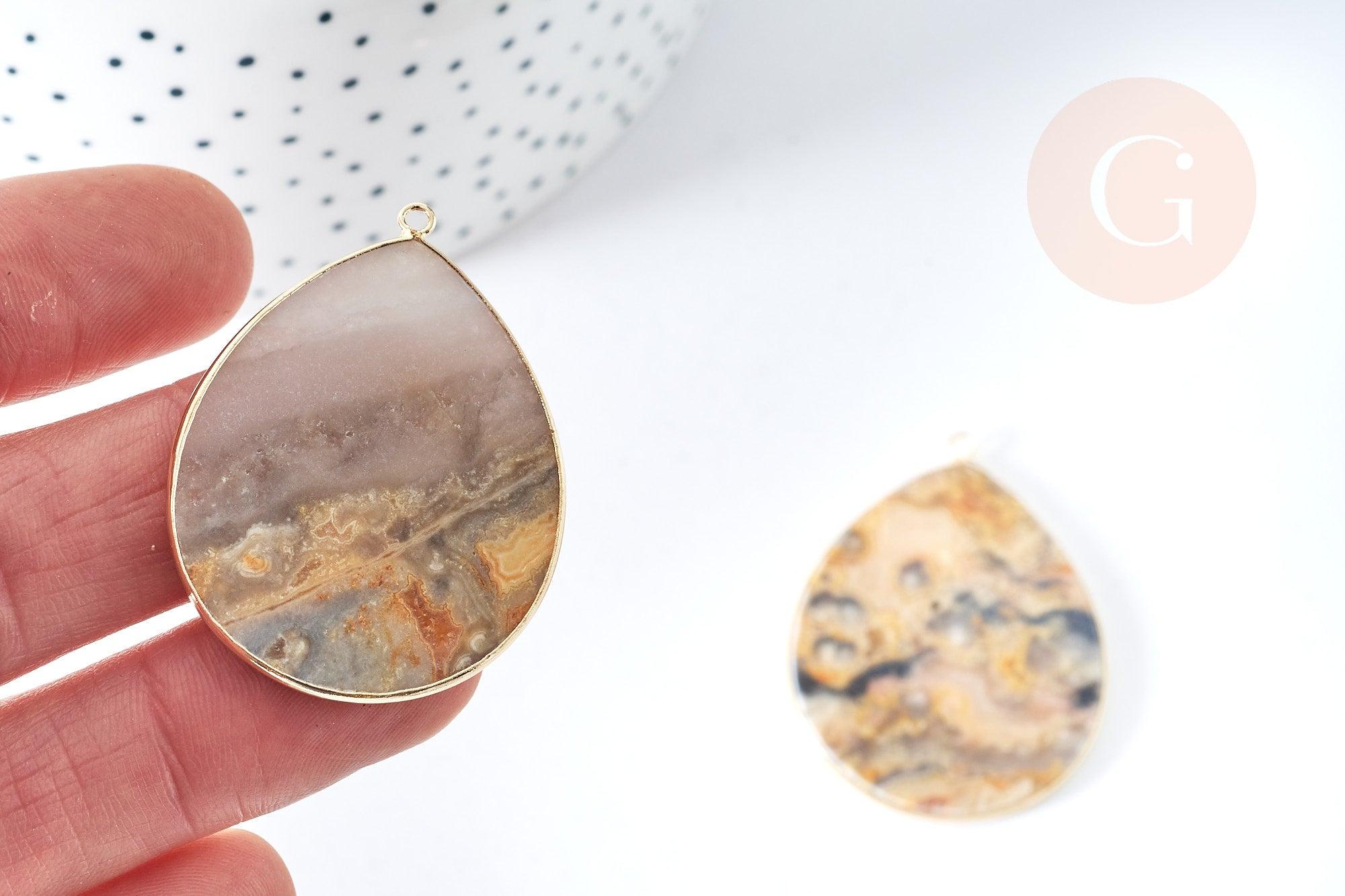 Gingerlily G8371 pendentif goutte agate folle 56-62mm x1