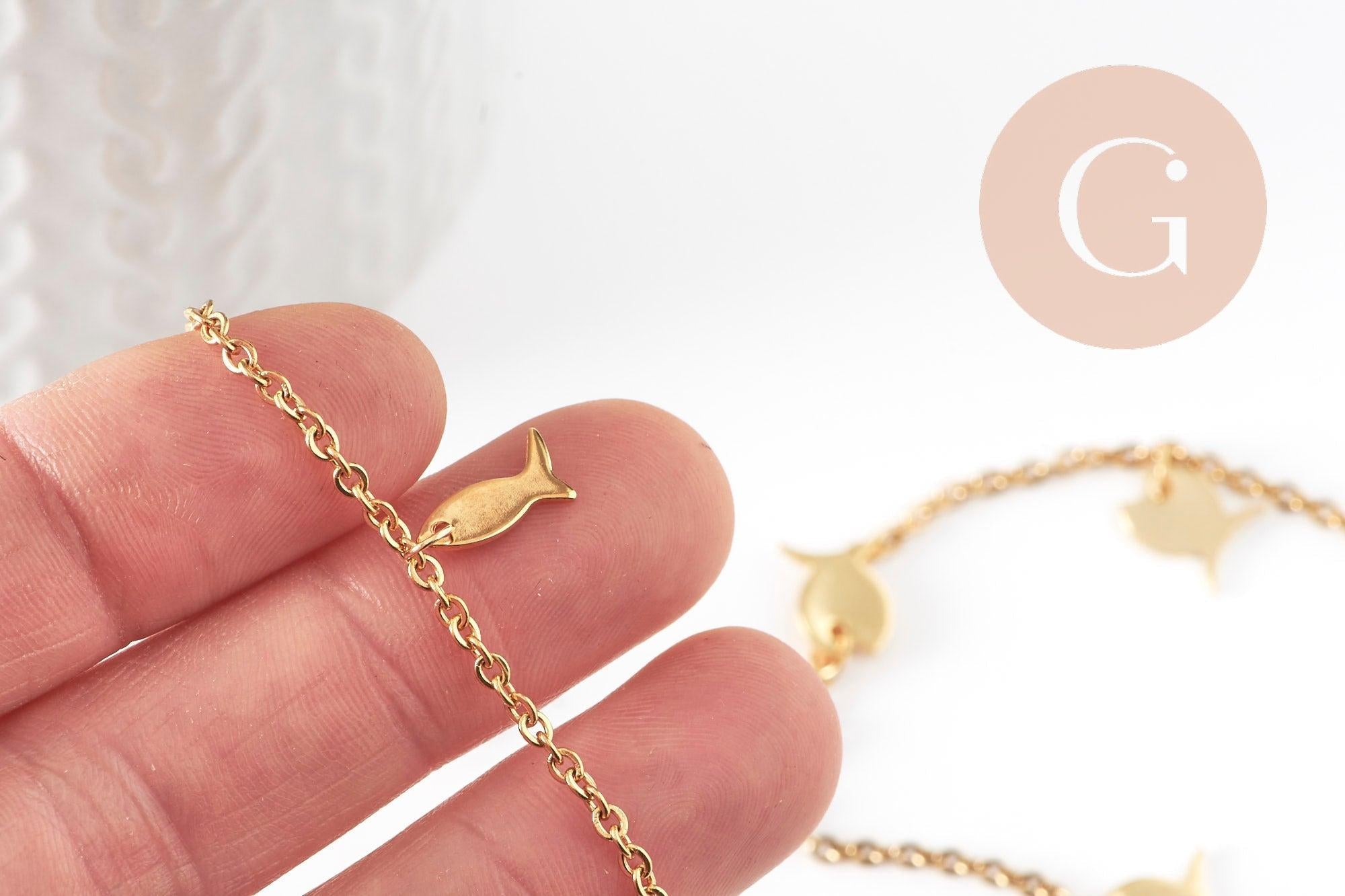Gingerlily G7110 bracelet cheville acier doré croix coeurs